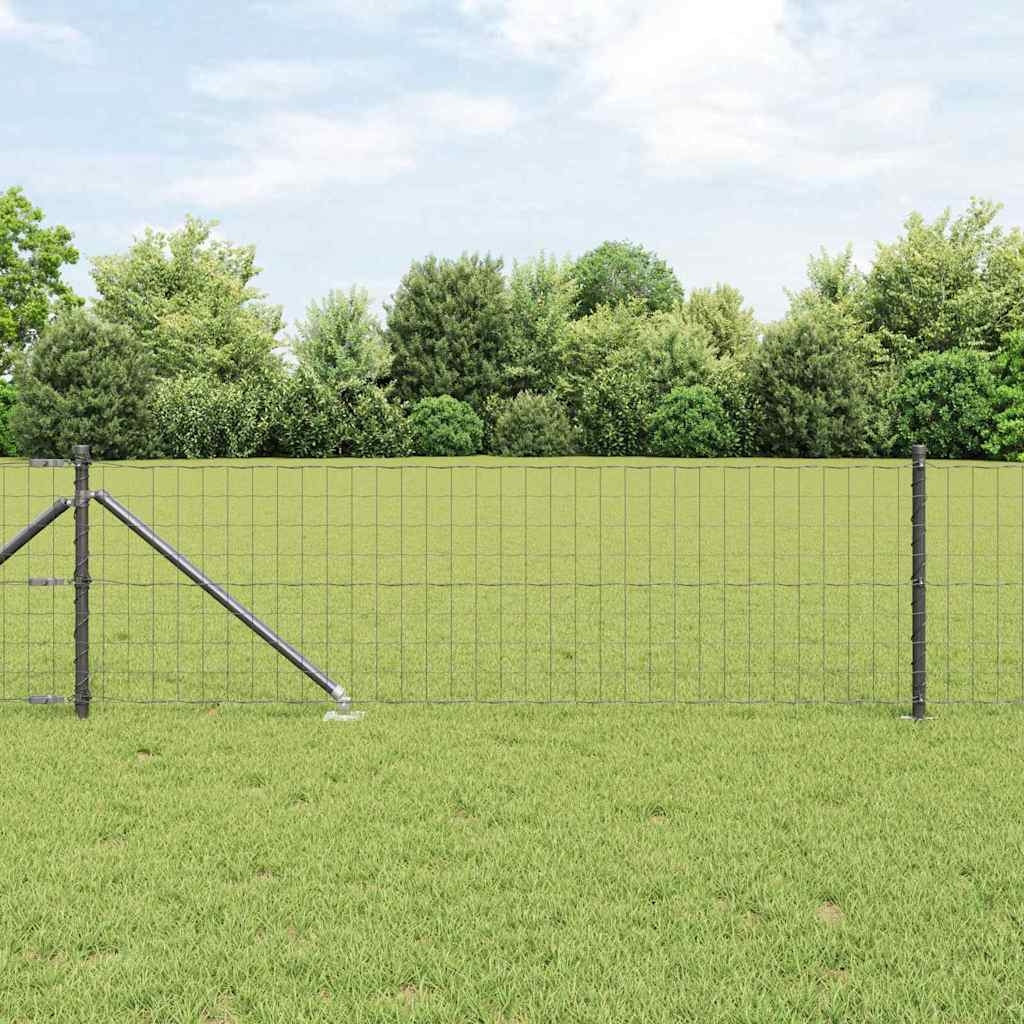 Eurozaun mit 13 Spitzenpfosten 0,8x25 m verzinkter Stahl grau