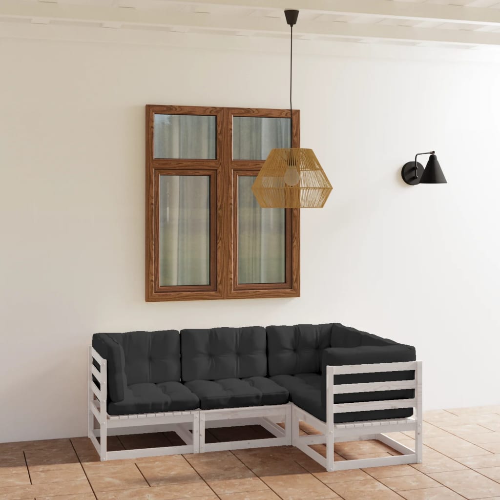 4-tlg. Garten-Lounge-Set mit Kissen Kiefer Massivholz 4-tlg. Garten-Lounge-Set mit Kissen Kiefer Massivholz