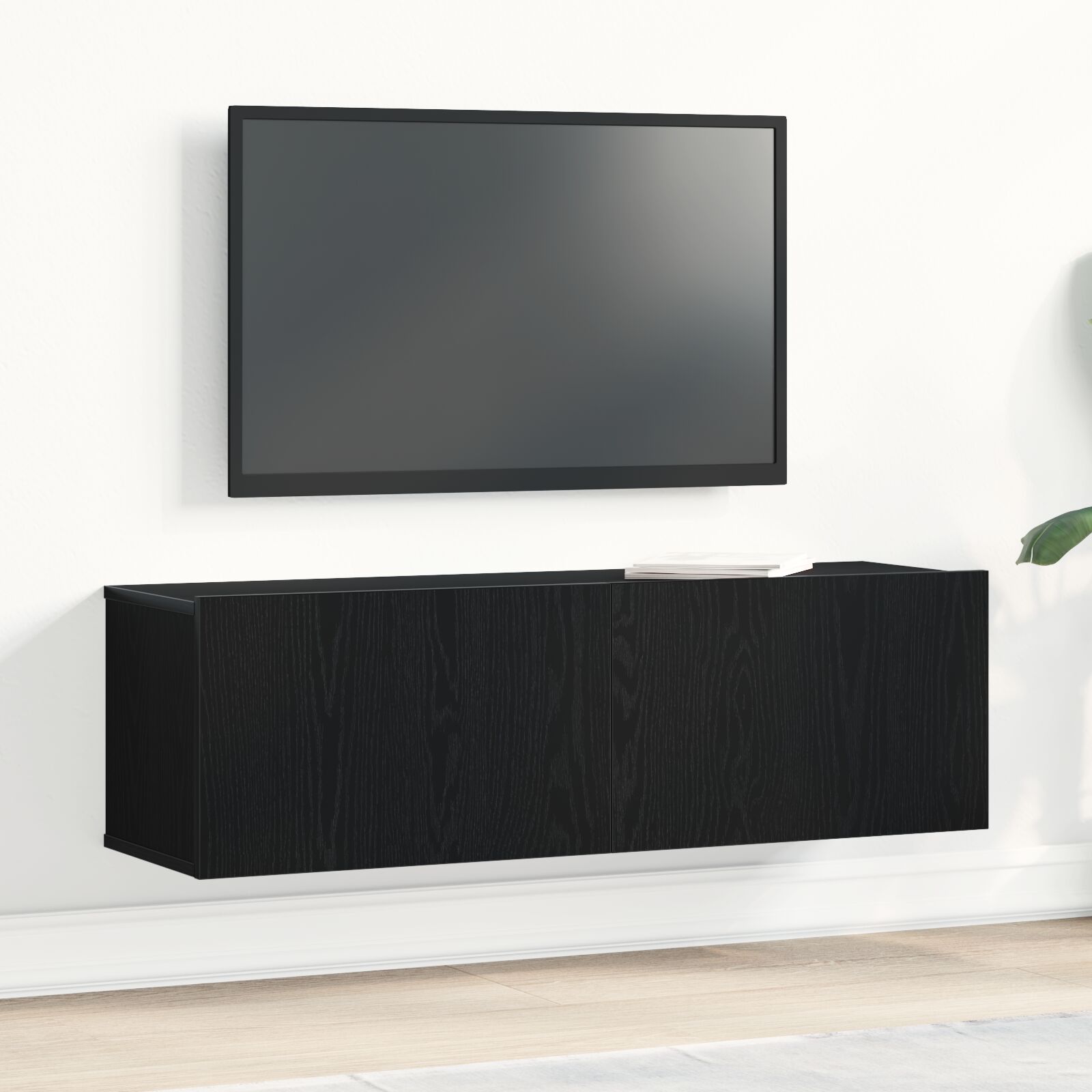 vidaXL Schwarzer Eichen Wand-TV-Schrank 100x30x30 cm Aus Holzwerkstoff