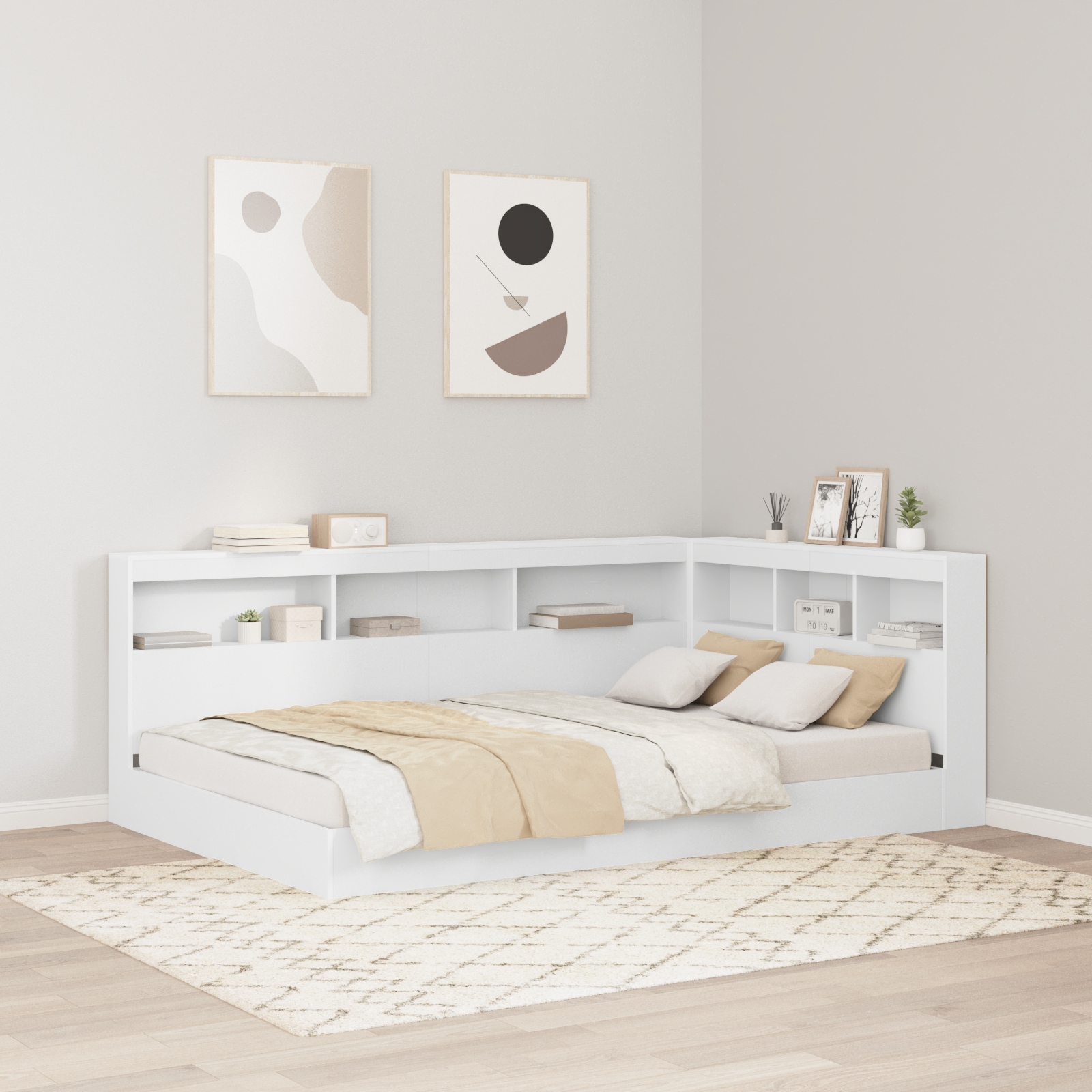 Stauraum-Kopfteil mit Regal mit Kopfteil mit Speicher Weiß 120 cm Holzwerkstoff