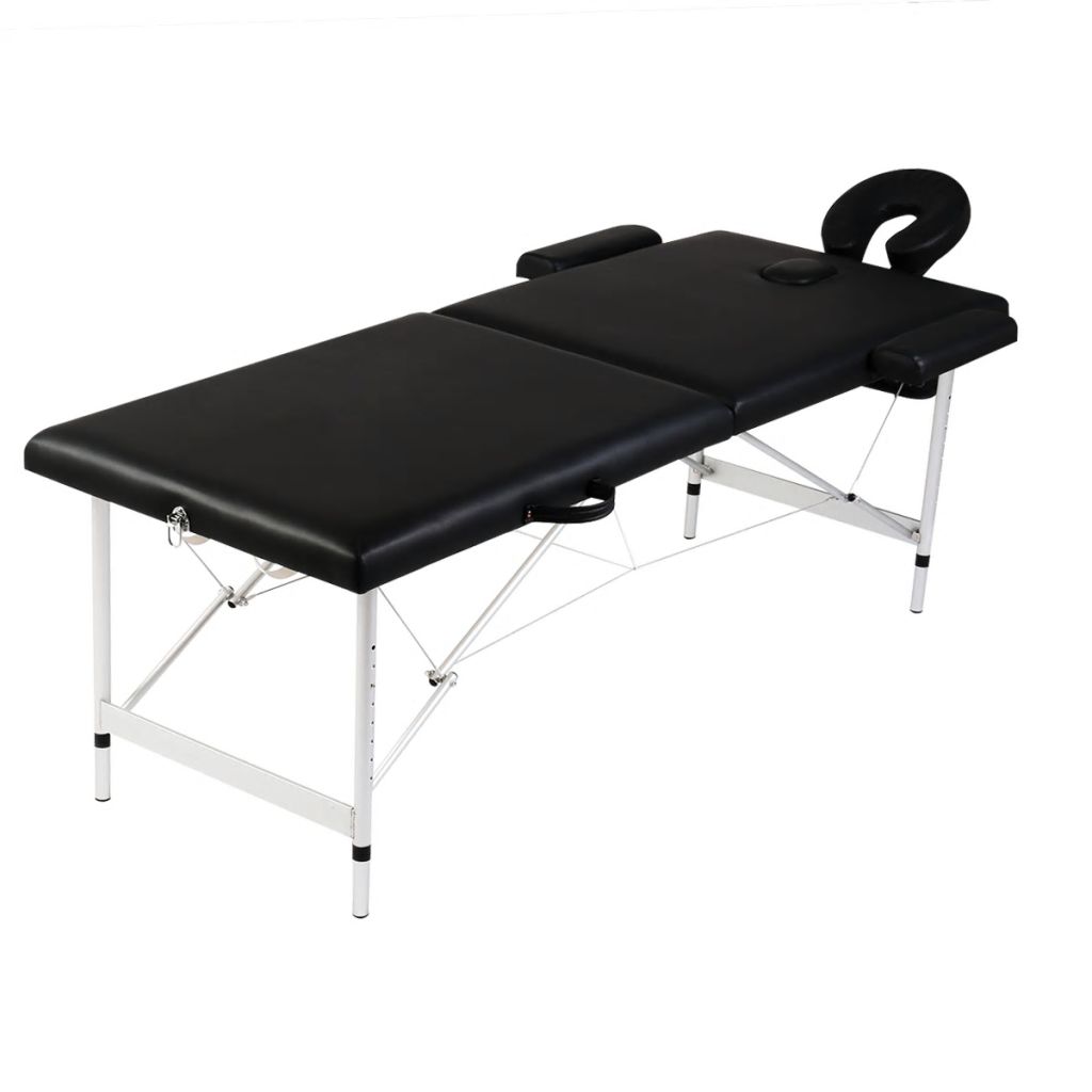 Massageliege Klappbar 2-Zonen mit Aluminiumgestell Schwarz Massageliege Klappbar 2-Zonen mit Aluminiumgestell Schwarz