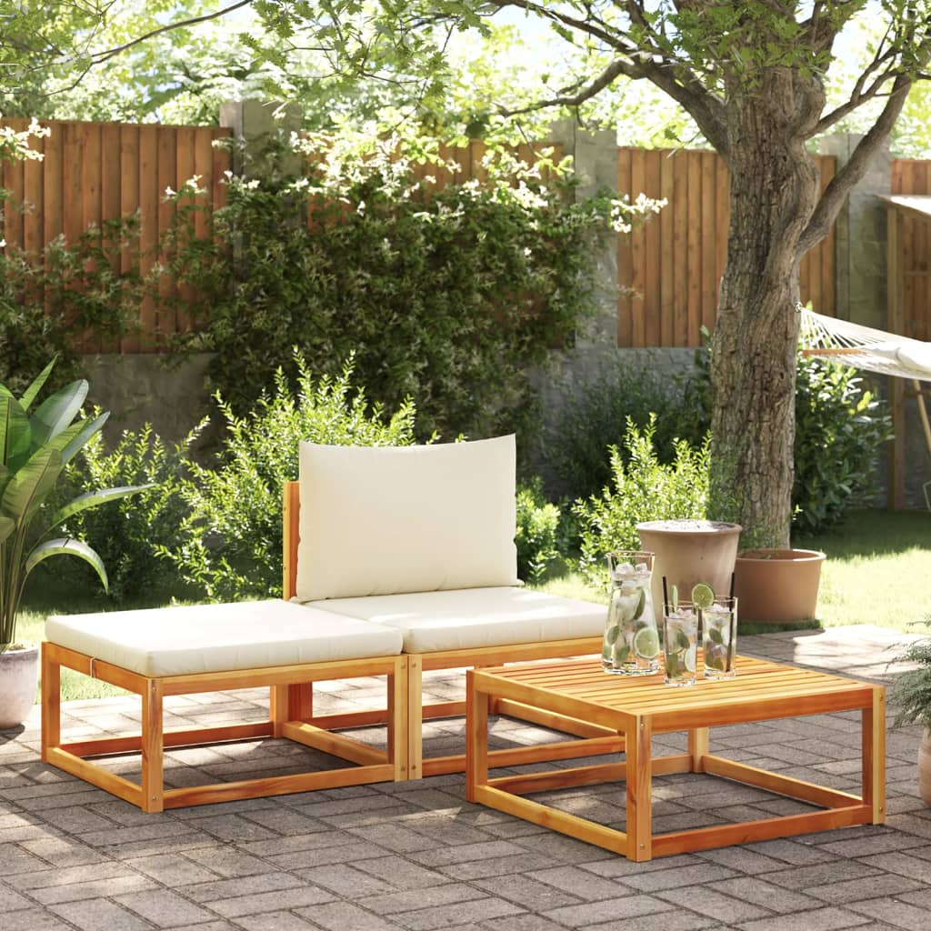 3-tlg. Garten-Sofagarnitur mit Kissen Massivholz Akazie 3-tlg. Garten-Sofagarnitur mit Kissen Massivholz Akazie
