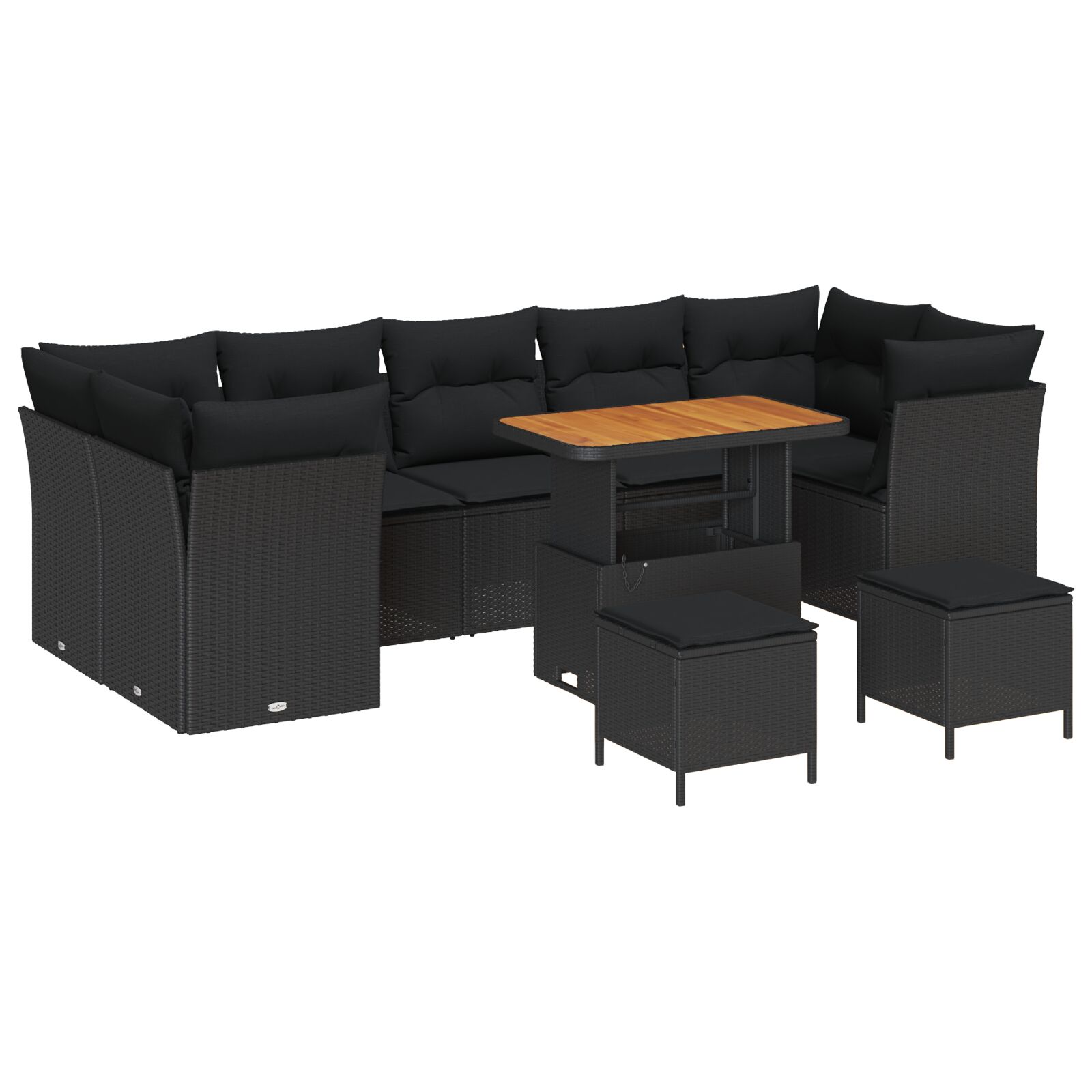 10-teiliges Garten-Sofa-Set mit Kissen Schwarz Poly-Rattan Akazie, 3-teiliges Garten-Dining-Set mit Kissen Schwarz Poly-Rattan Akazie 10-teiliges Garten-Sofa-Set mit Kissen Schwarz Poly-Rattan Akazie, 3-teiliges Garten-Dining-Set mit Kissen Schwarz Poly-Rattan Akazie