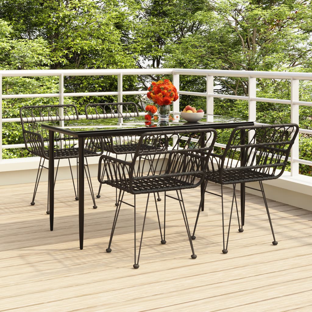 5-tlg. Garten-Essgruppe Schwarz Poly Rattan 5-tlg. Garten-Essgruppe Schwarz Poly Rattan