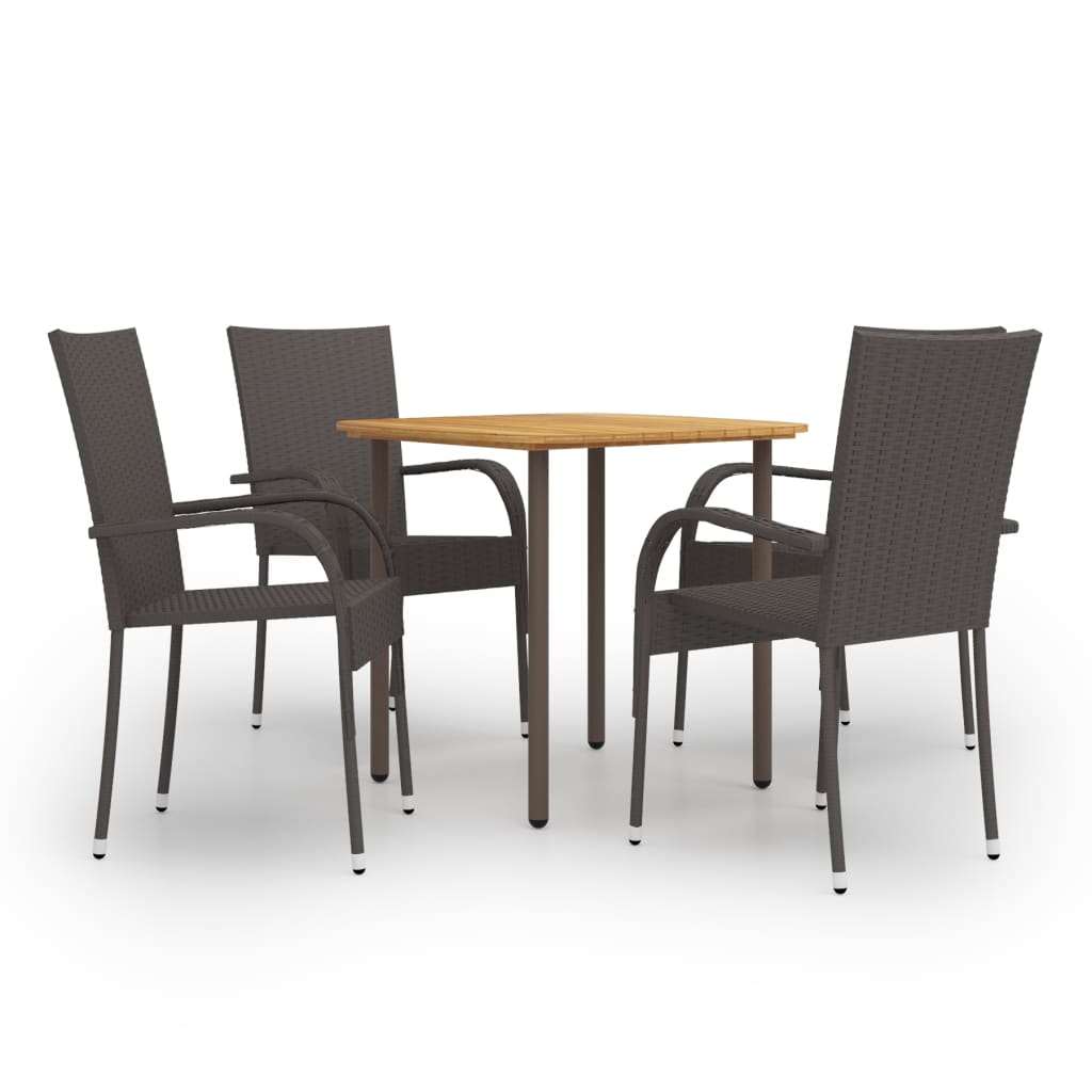 5-tlg. Garten-Essgruppe Poly Rattan Braun 5-tlg. Garten-Essgruppe Poly Rattan Braun