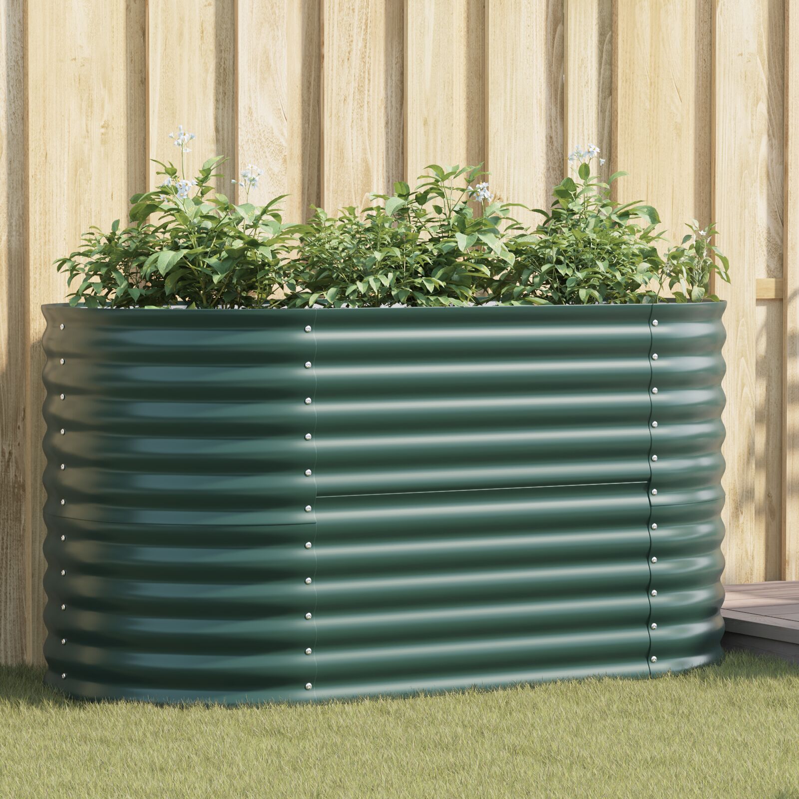 Garten-Hochbeet Grün 160x80x81 cm aus galvanisiertem Stahl
