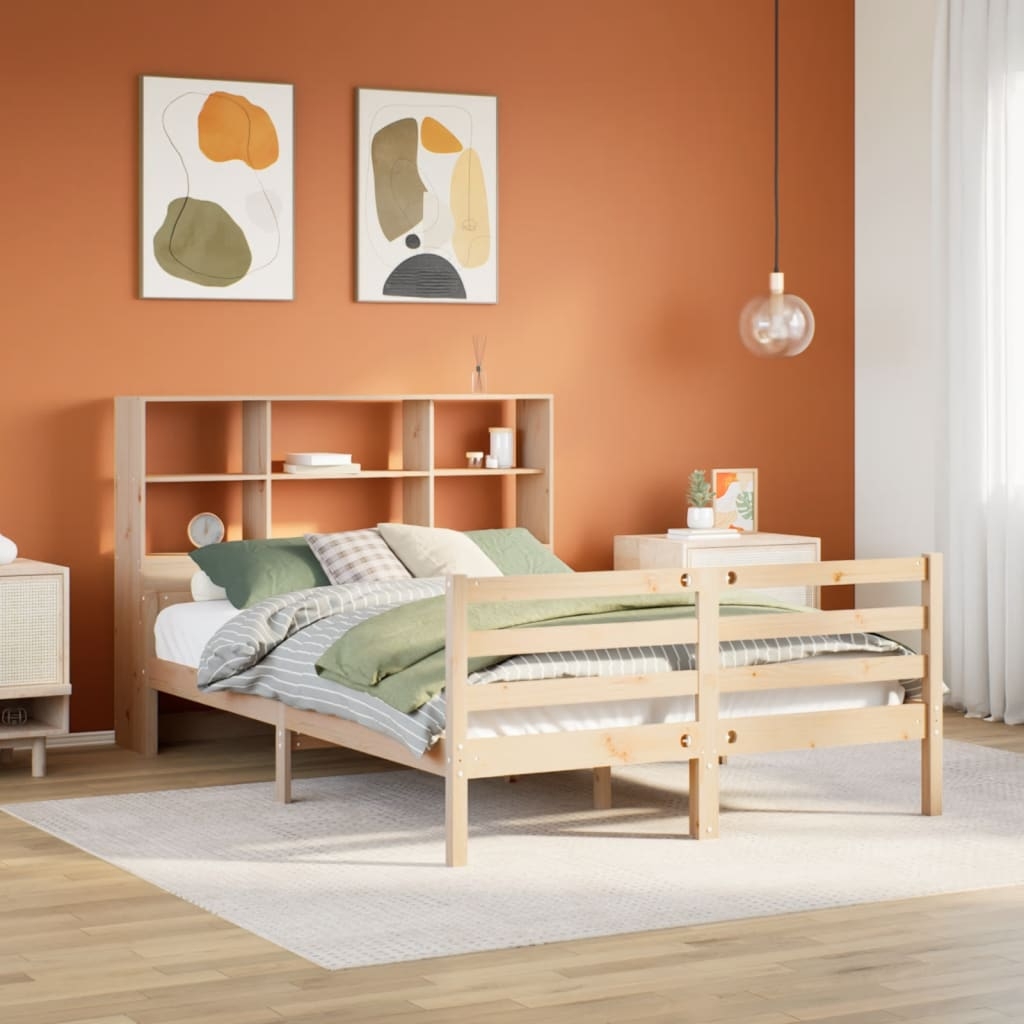 Massivholzbett mit Regal ohne Matratze 160x200 cm Kiefernholz