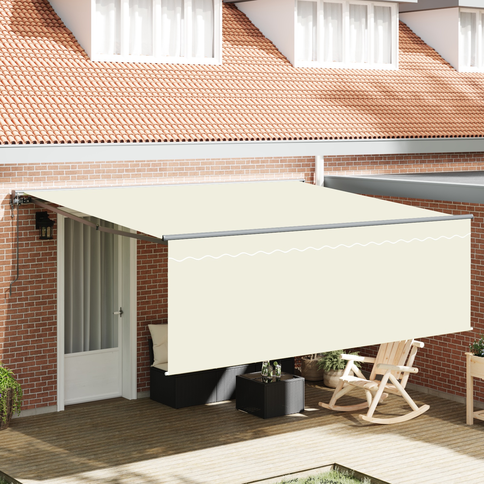Einziehbare Markise Cremefarben 400 × 300 cm Stoff