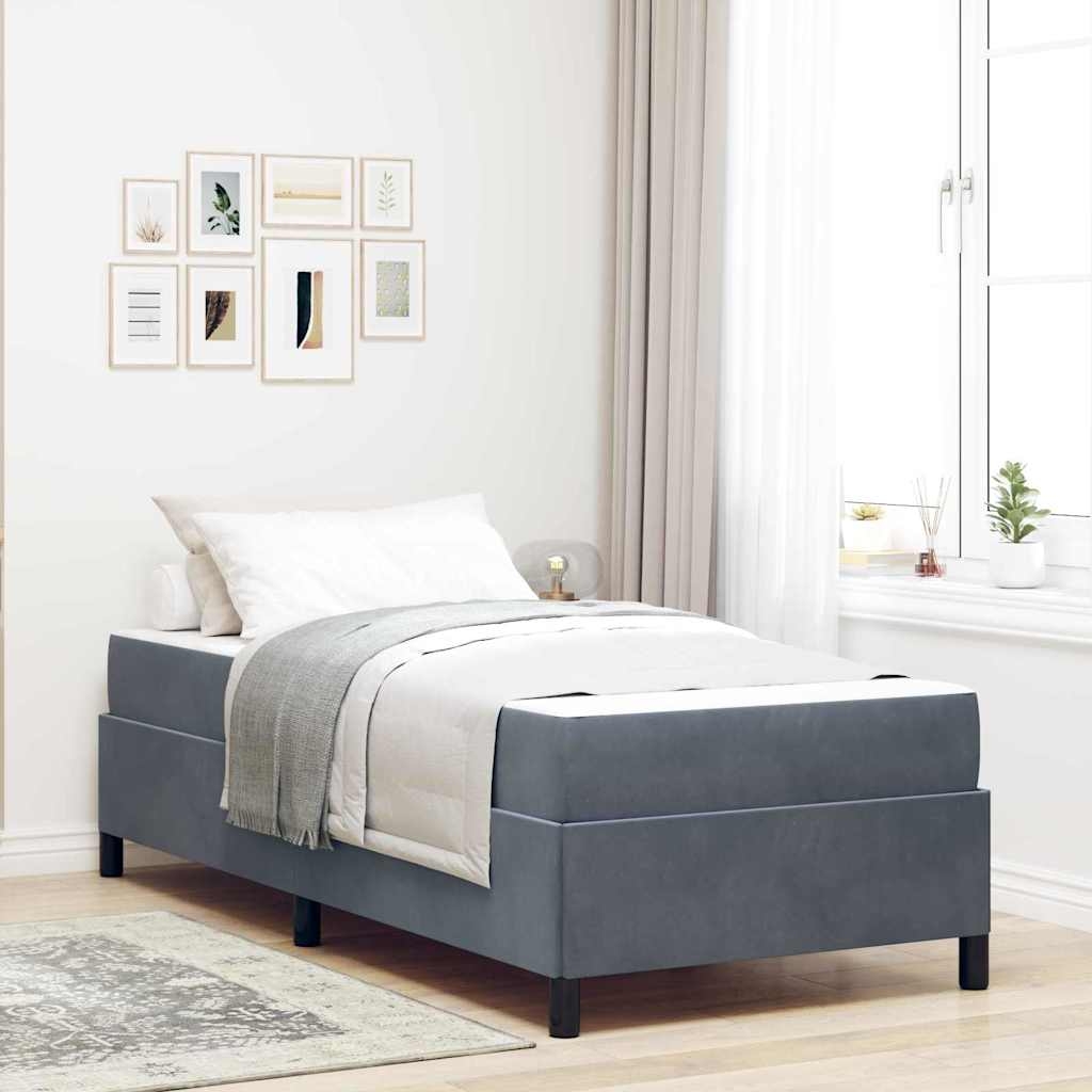Bettgestell Sonstiges Dunkelgrau und Weiß 100 x 200 cm Samt