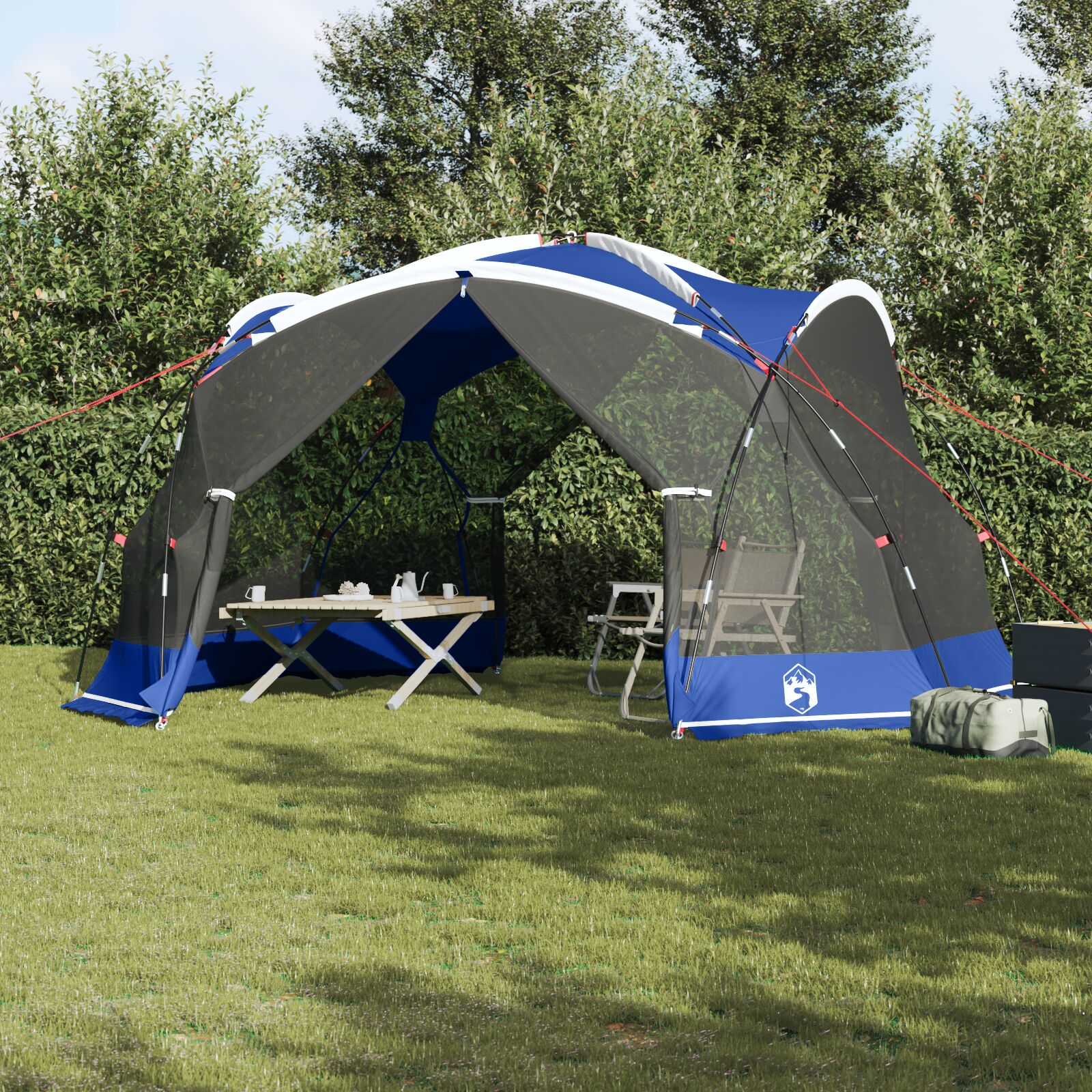 vidaXL Camping-Moskito-Netz mit Türen Blau für 10 Personen wasserdicht