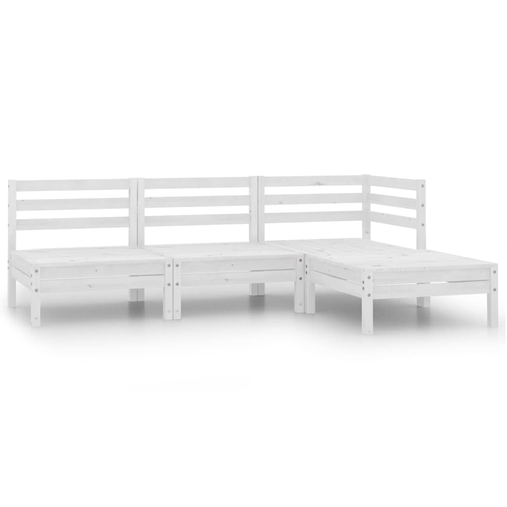 4-tlg. Garten-Lounge-Set Massivholz Kiefer Weiß 4-tlg. Garten-Lounge-Set Massivholz Kiefer Weiß