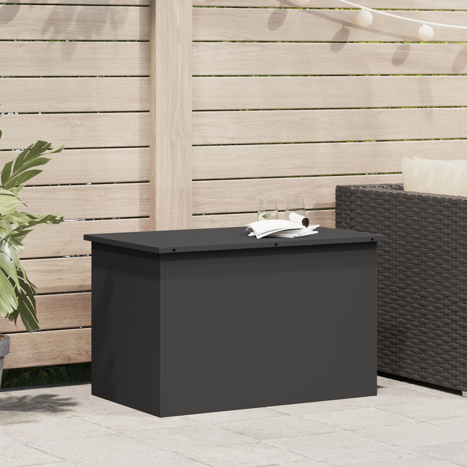 Außenlagerbox Schwarz 80 x 50.5 x 50 cm Kaltgewalzter Stahl