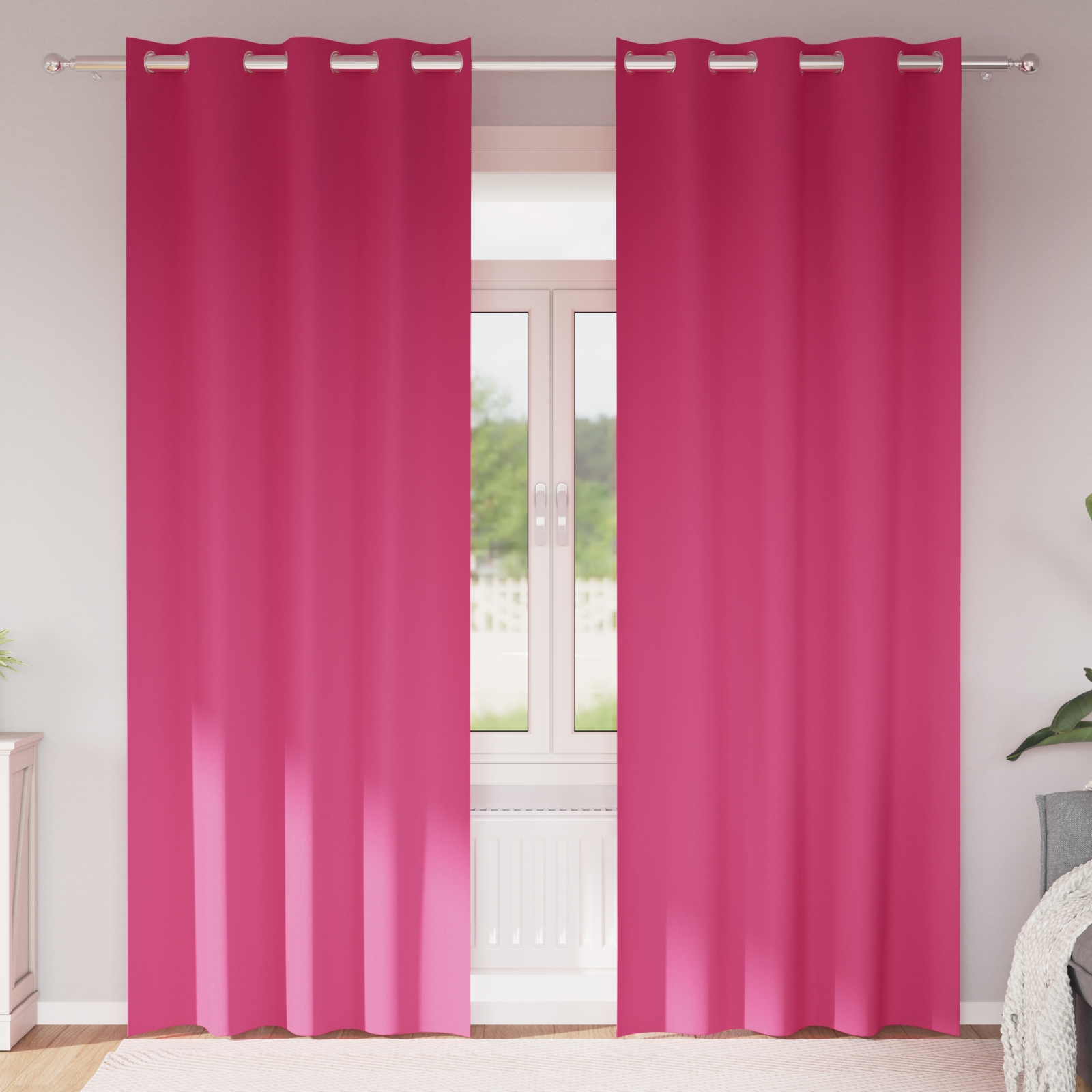 Vorhänge 2 pcs Leuchtendes Pink 245 x 140 cm Polyester