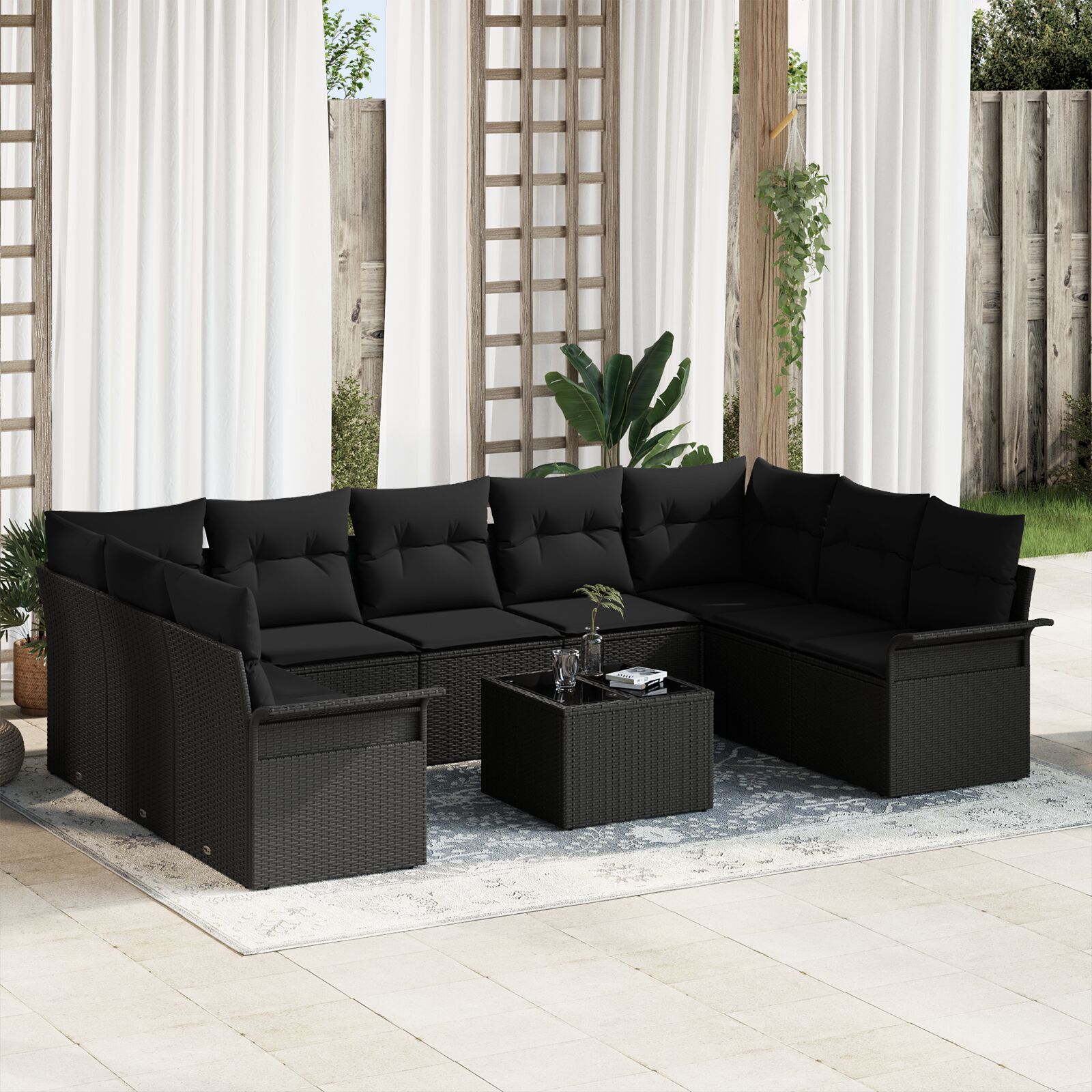 10-teiliges Garten-Sofaset mit Kissen Beige Poly-Rattan 10-teiliges Garten-Sofaset mit Kissen Beige Poly-Rattan