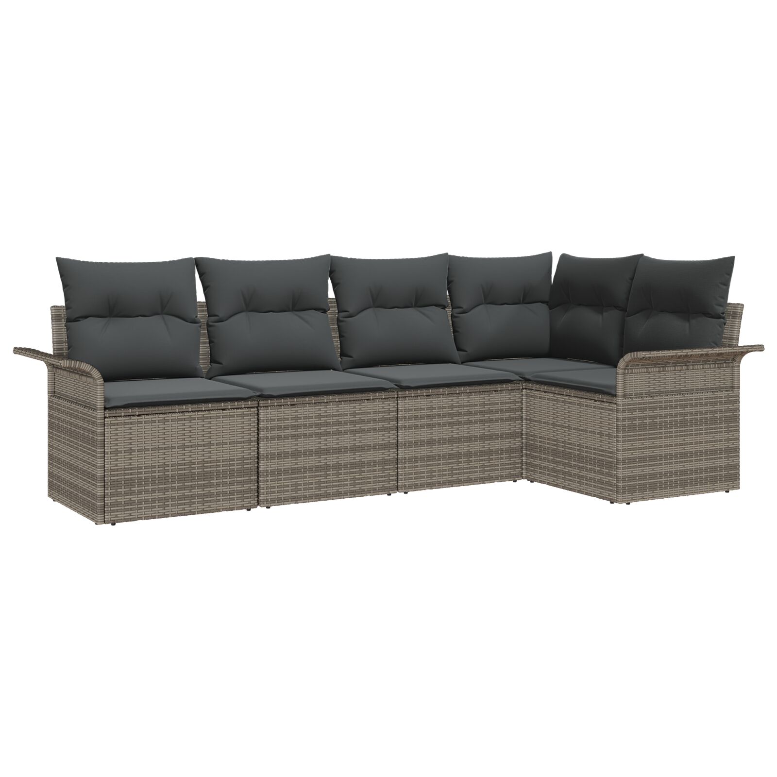 5-teilige Garten-Sofagarnitur mit Kissen Grau Poly Rattan, 2-Sitzer Garten-Sofa mit Stauraum & Kissen Grau Poly Rattan 5-teilige Garten-Sofagarnitur mit Kissen Grau Poly Rattan, 2-Sitzer Garten-Sofa mit Stauraum & Kissen Grau Poly Rattan
