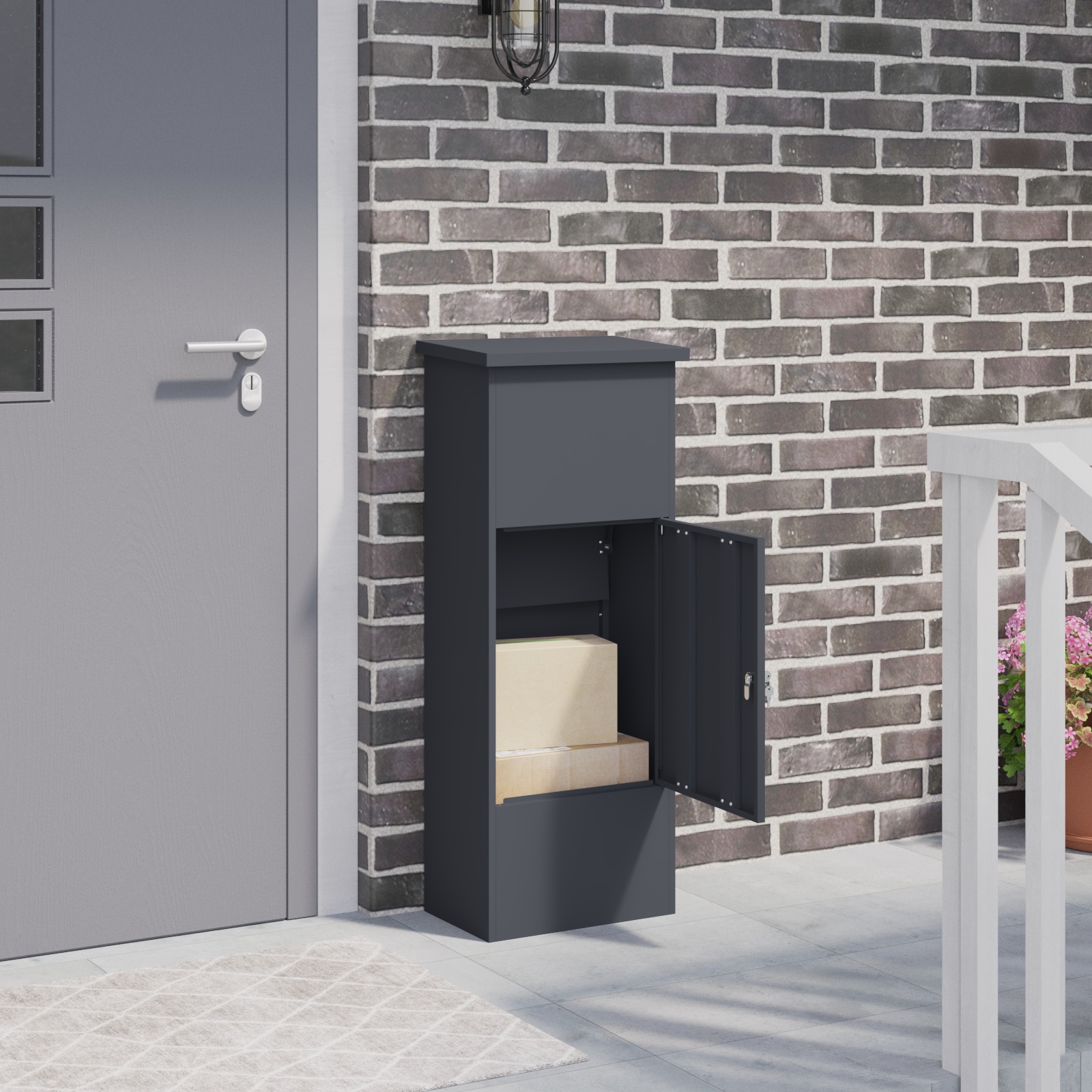 Paketdrop-Box Anthrazit 44,5 x 29 x 110,5 cm Stahl Paketdrop-Box Anthrazit 44,5 x 29 x 110,5 cm Stahl