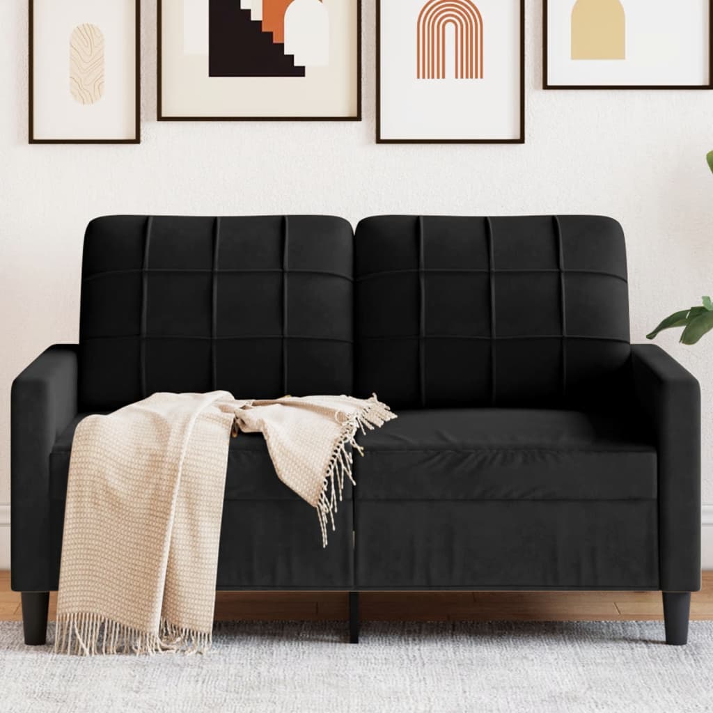 2-Sitzer-Sofa Schwarz 120 cm Samt 2-Sitzer-Sofa Schwarz 120 cm Samt