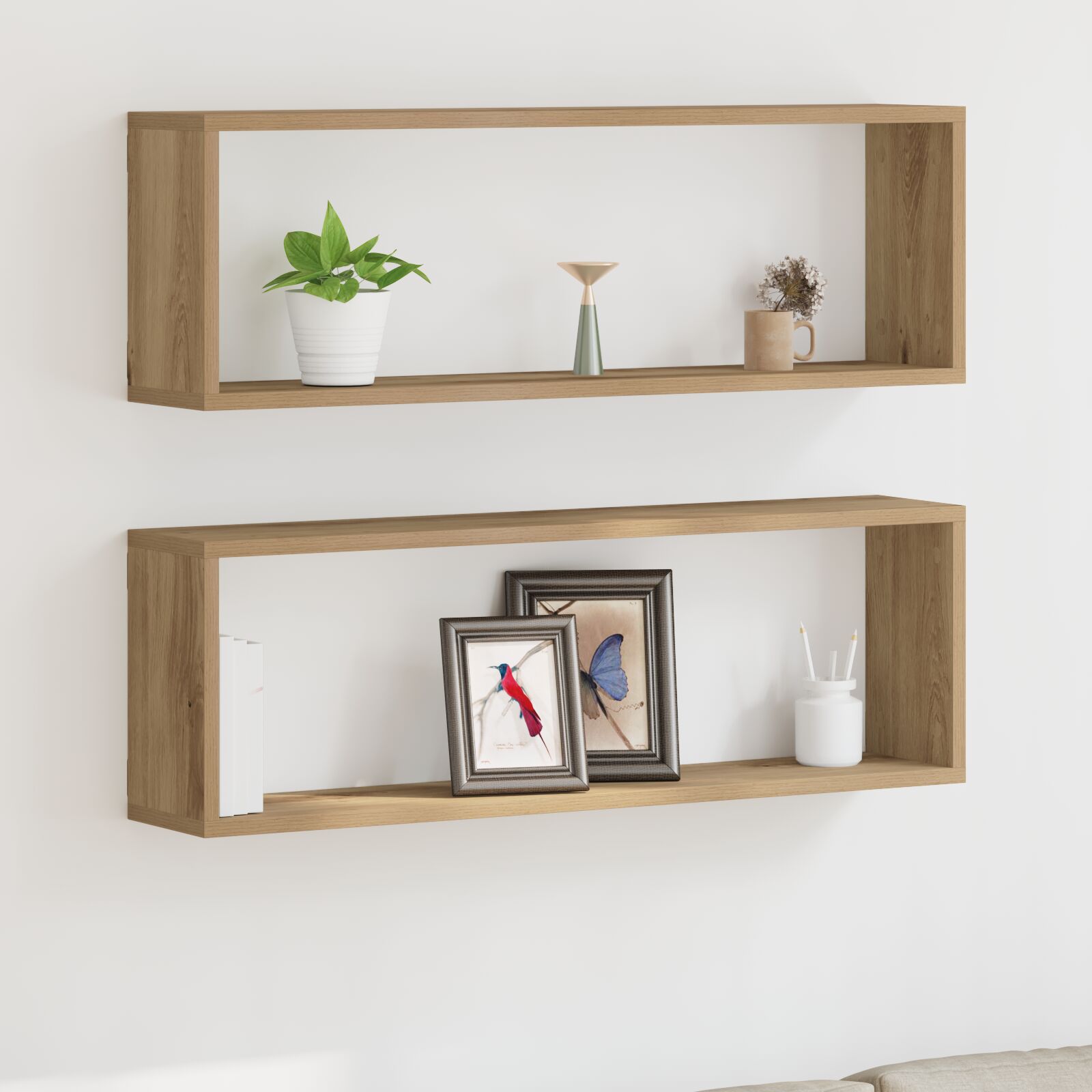 vidaXL Wandregale 2er Set Artisan Eiche 80x15x26 cm Holzwerkstoff
