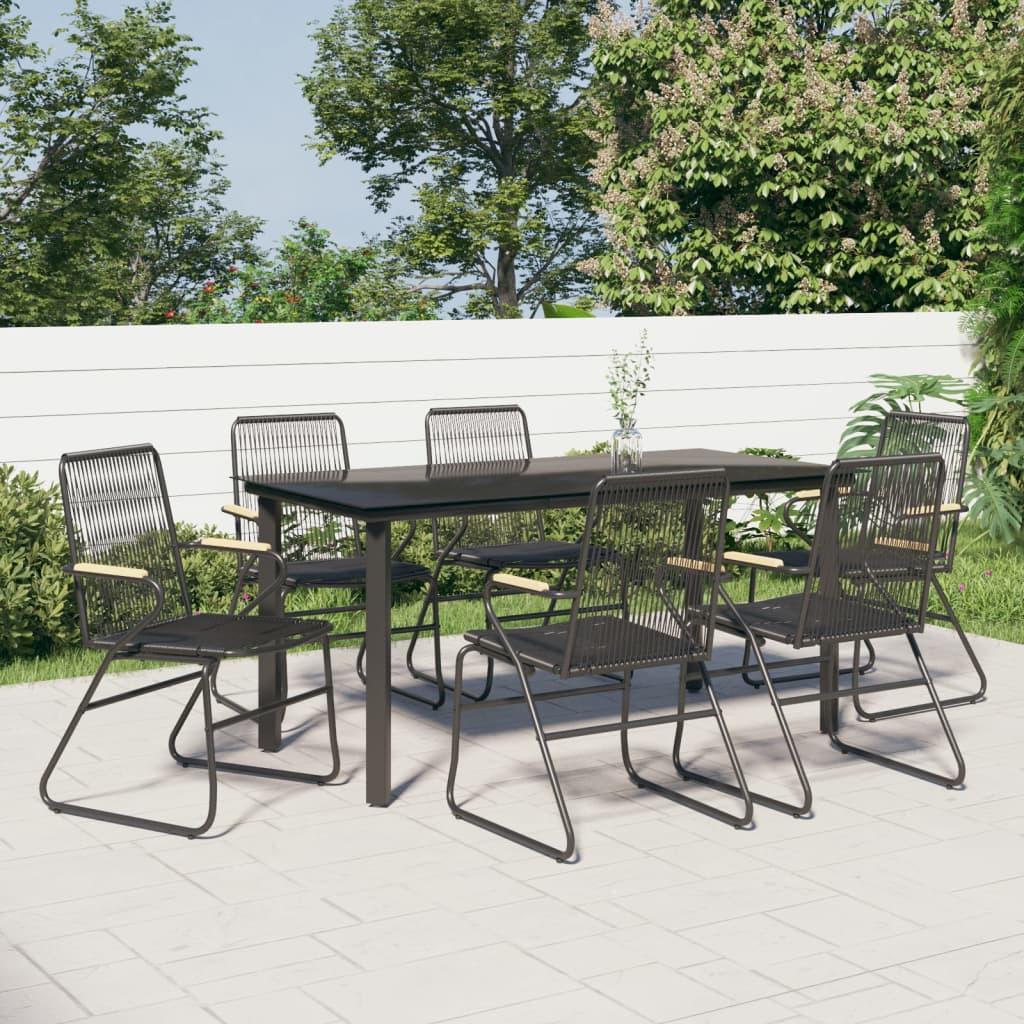 7-tlg. Garten-Essgruppe Schwarz PVC-Rattan 7-tlg. Garten-Essgruppe Schwarz PVC-Rattan