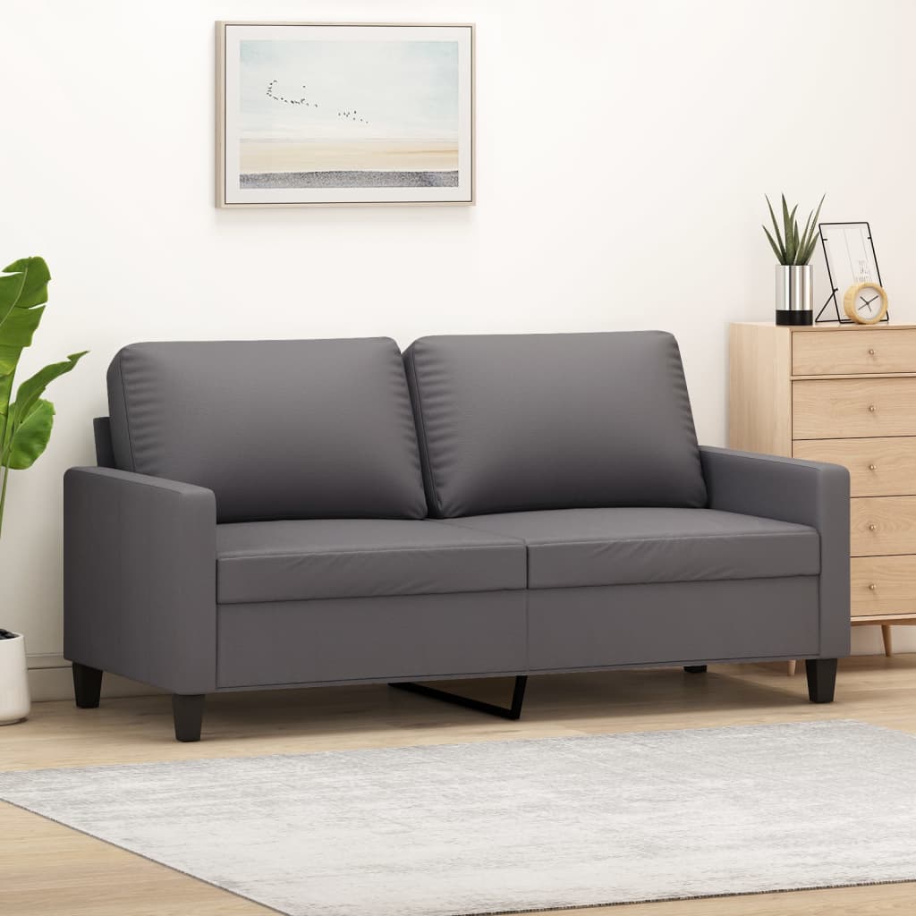 2-Sitzer-Sofa Grau 140 cm Kunstleder 2-Sitzer-Sofa Grau 140 cm Kunstleder