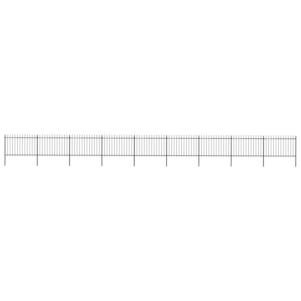 Gartenzaun mit Speerspitzen Stahl 15,3 x 1,2 m Schwarz