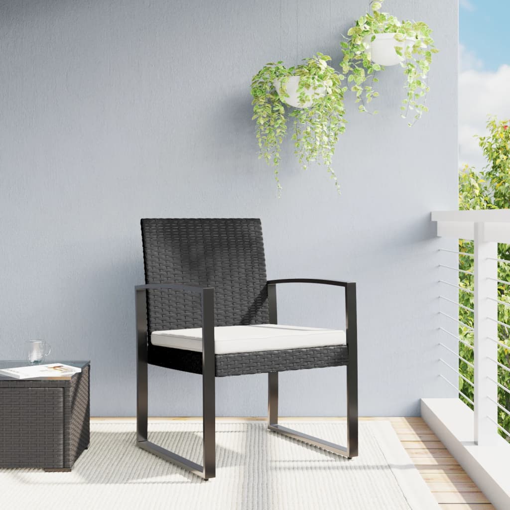 Garten-Esszimmerstühle 2 Stk. Schwarz PP-Rattan Garten-Esszimmerstühle 2 Stk. Schwarz PP-Rattan