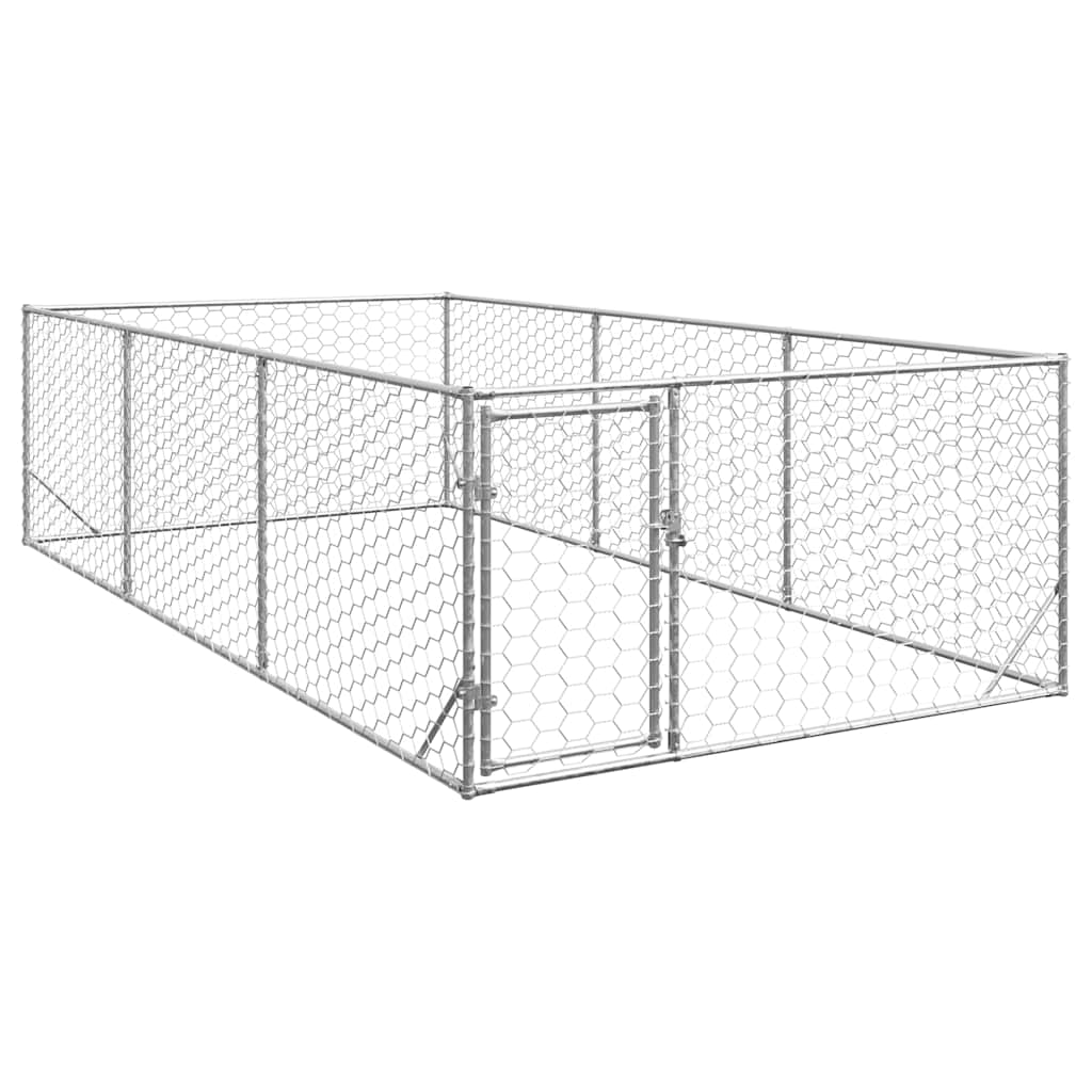 Outdoor-Hundezwinger mit Tür 2x4x1 m Verzinkter Stahl