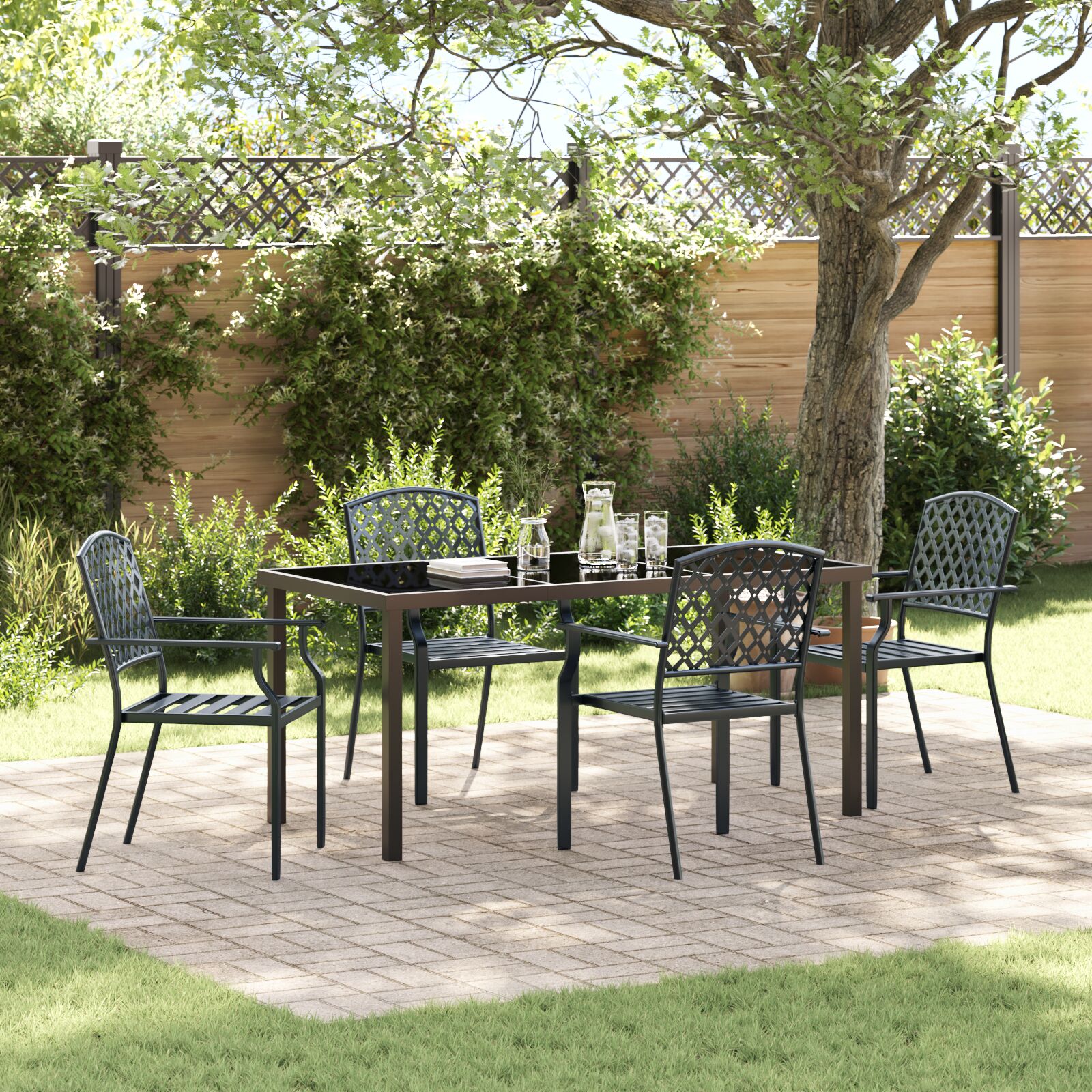 5-teiliges Garten Essset Anthrazit Stahl 5-teiliges Garten Essset Anthrazit Stahl