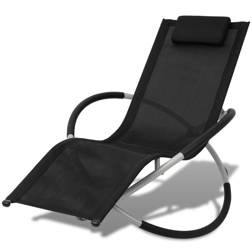 Sonnenliege Geometrisch Outdoor Stahl Schwarz und Grau Sonnenliege Geometrisch Outdoor Stahl Schwarz und Grau