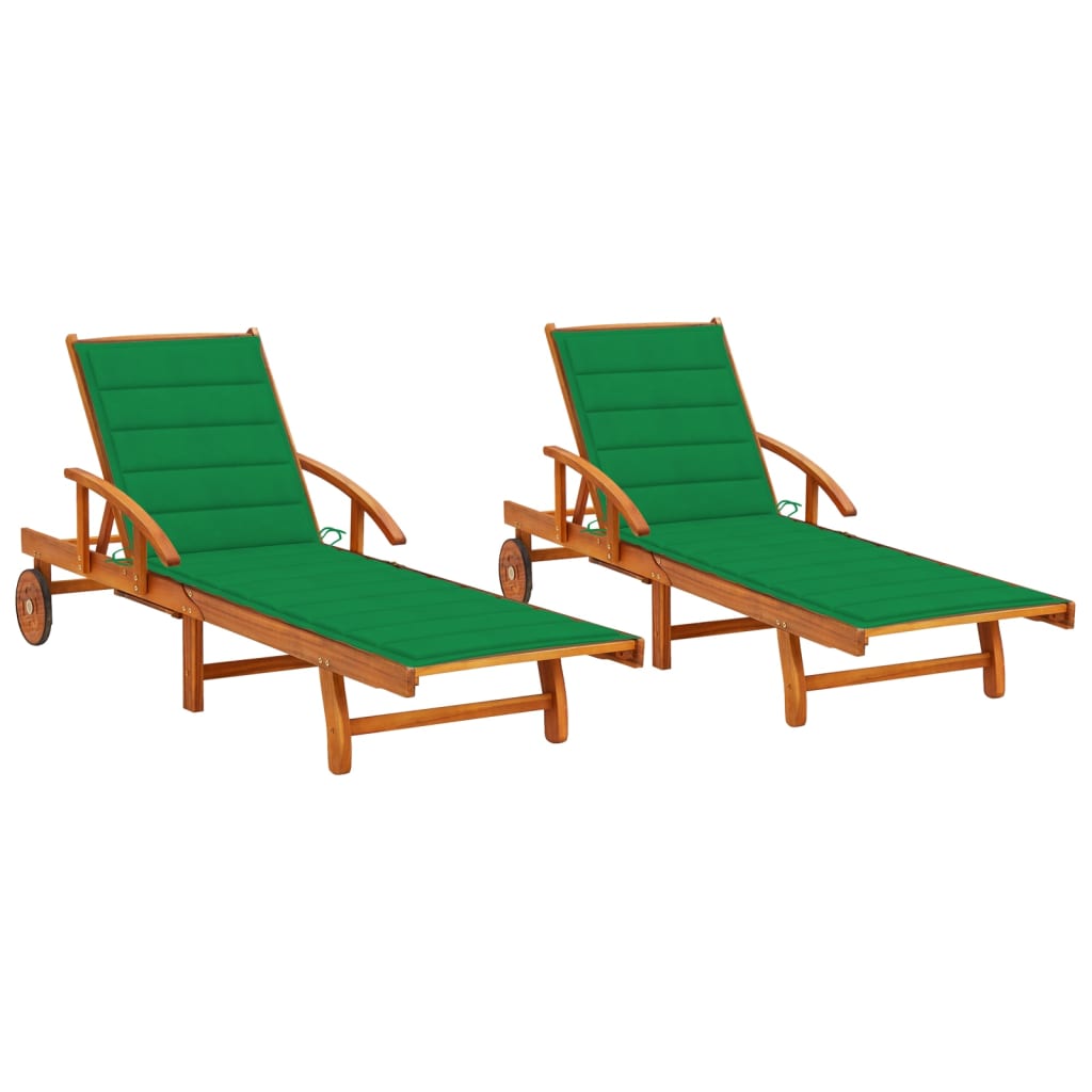 Sonnenliegen 2 Stk. mit Auflagen Massivholz Akazie Sonnenliegen 2 Stk. mit Auflagen Massivholz Akazie