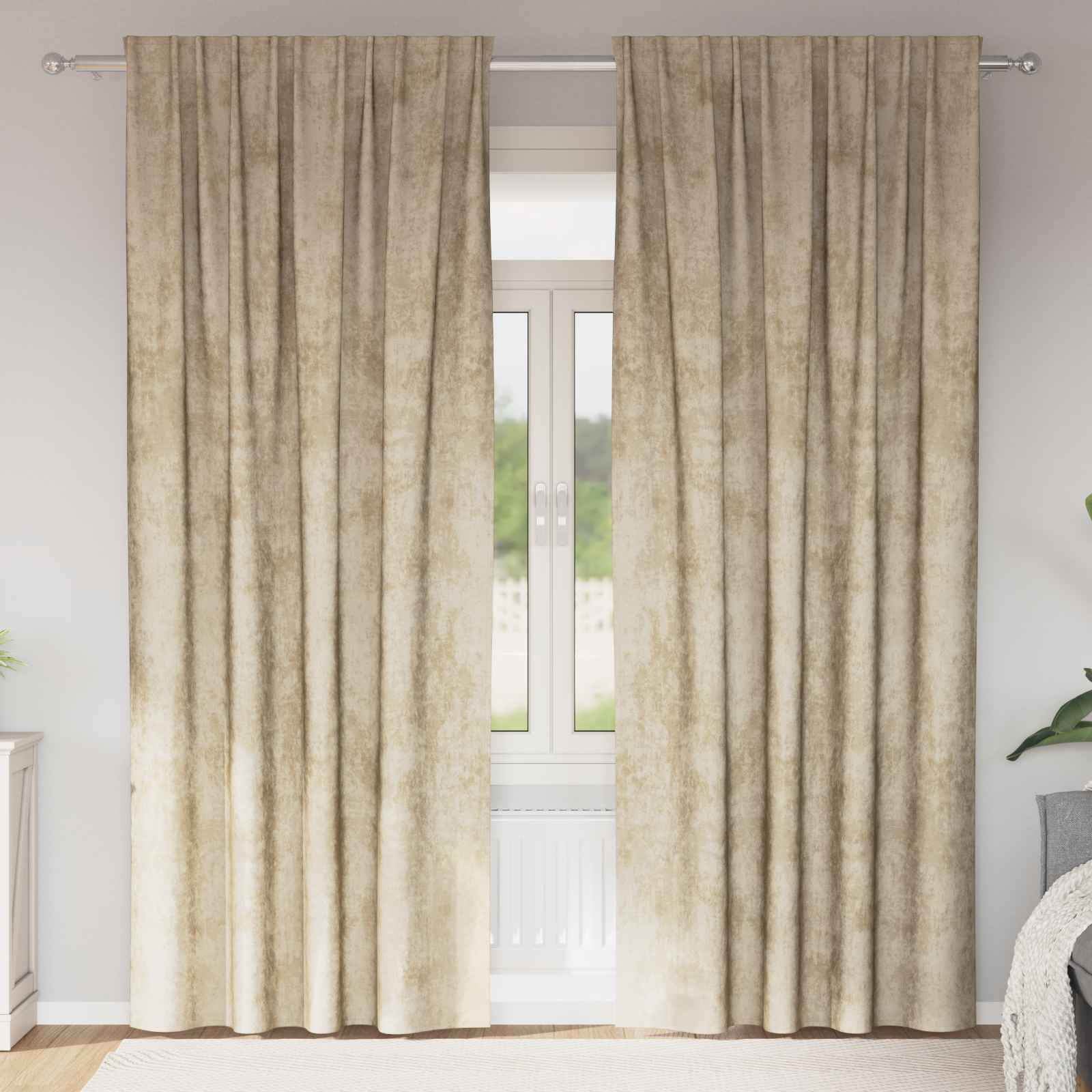 Samtvorhänge 2 Stück mit Ösen Creme 260x140 cm