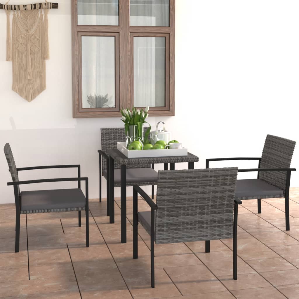 5-tlg. Garten-Essgruppe Poly Rattan Grau 5-tlg. Garten-Essgruppe Poly Rattan Grau