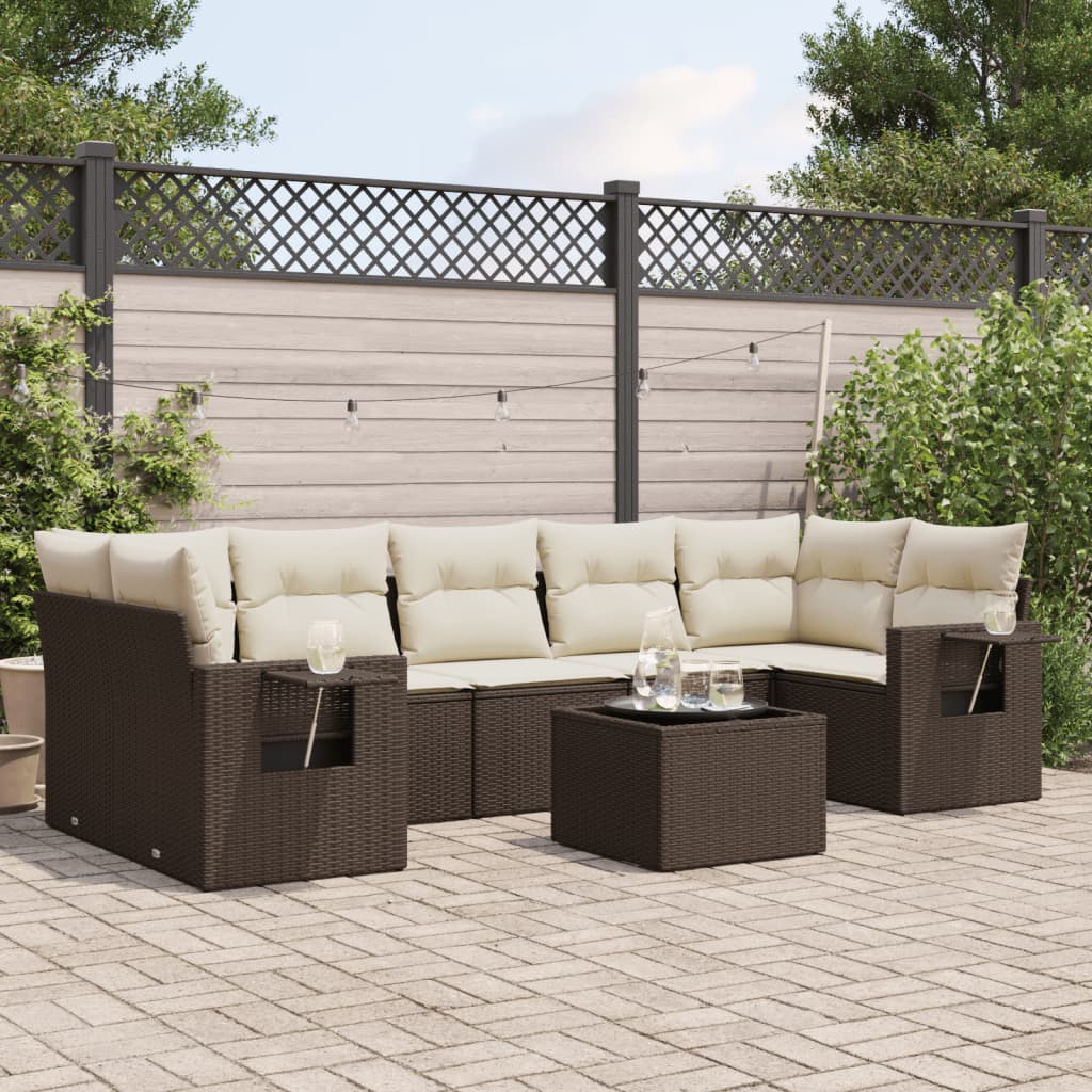 8-tlg. Garten-Sofagarnitur mit Kissen Braun Poly Rattan 8-tlg. Garten-Sofagarnitur mit Kissen Braun Poly Rattan