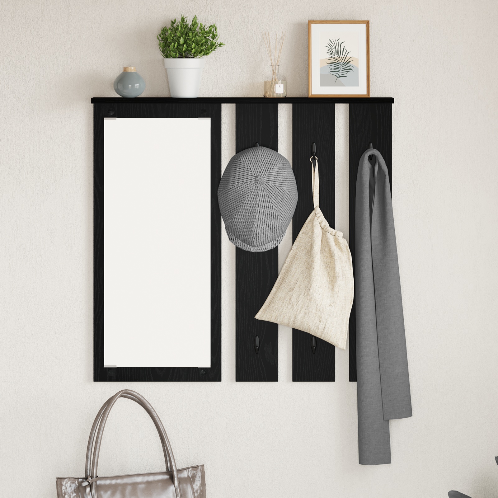 Wandmontierter Kleiderständer Schwarze Eiche 84 x 10 x 80 cm
