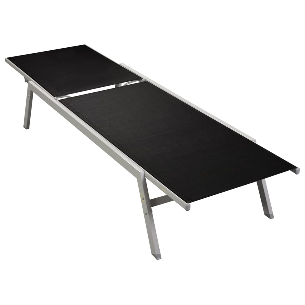 Sonnenliege Stahl und Textilene Schwarz Sonnenliege Stahl und Textilene Schwarz