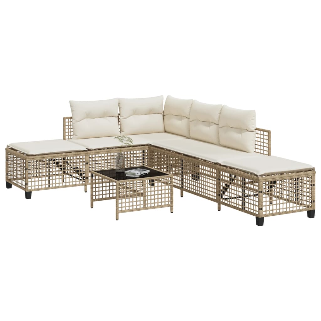 3-tlg. Garten-Ecksofa-Set mit Kissen Beige Poly Rattan 3-tlg. Garten-Ecksofa-Set mit Kissen Beige Poly Rattan