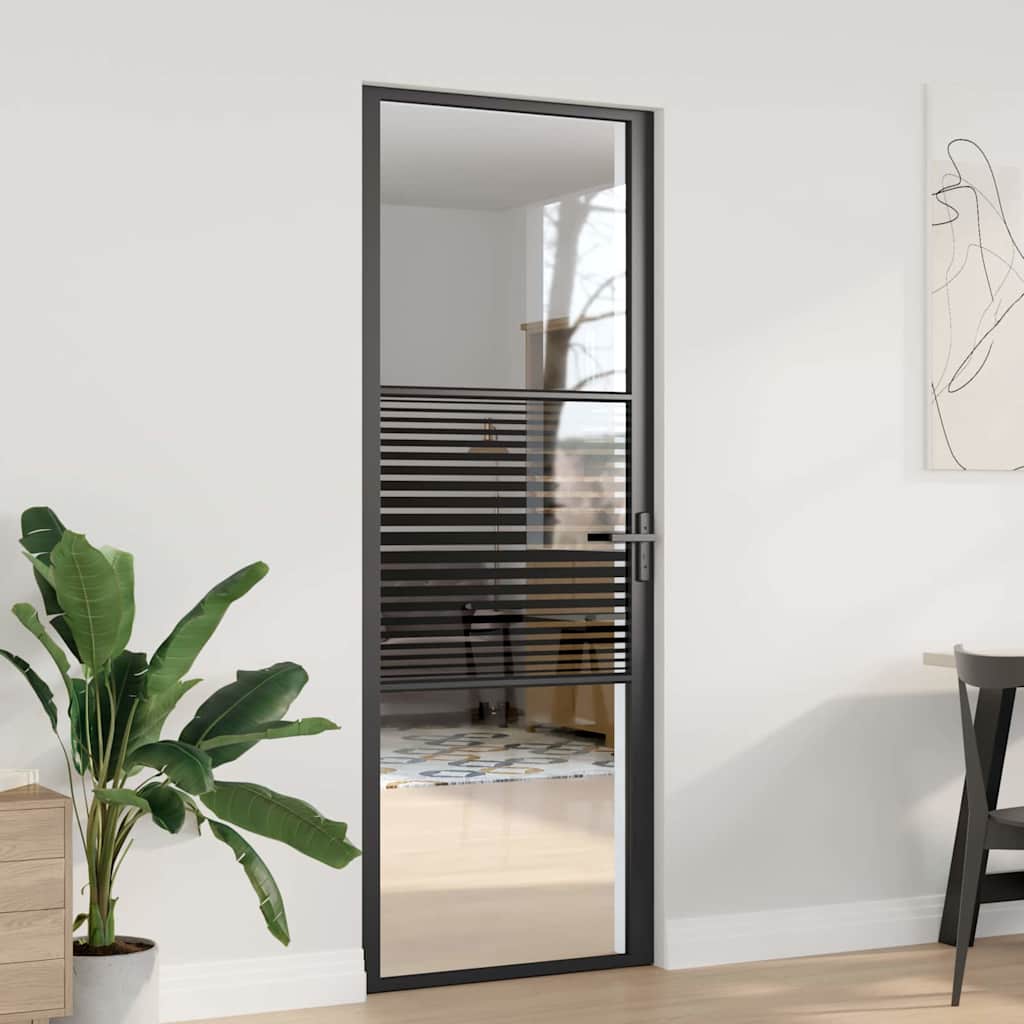 Innentür Schwarz 76 x 201.5 cm Gehärtetes Glas, Aluminium Innentür Schwarz 76 x 201.5 cm Gehärtetes Glas, Aluminium