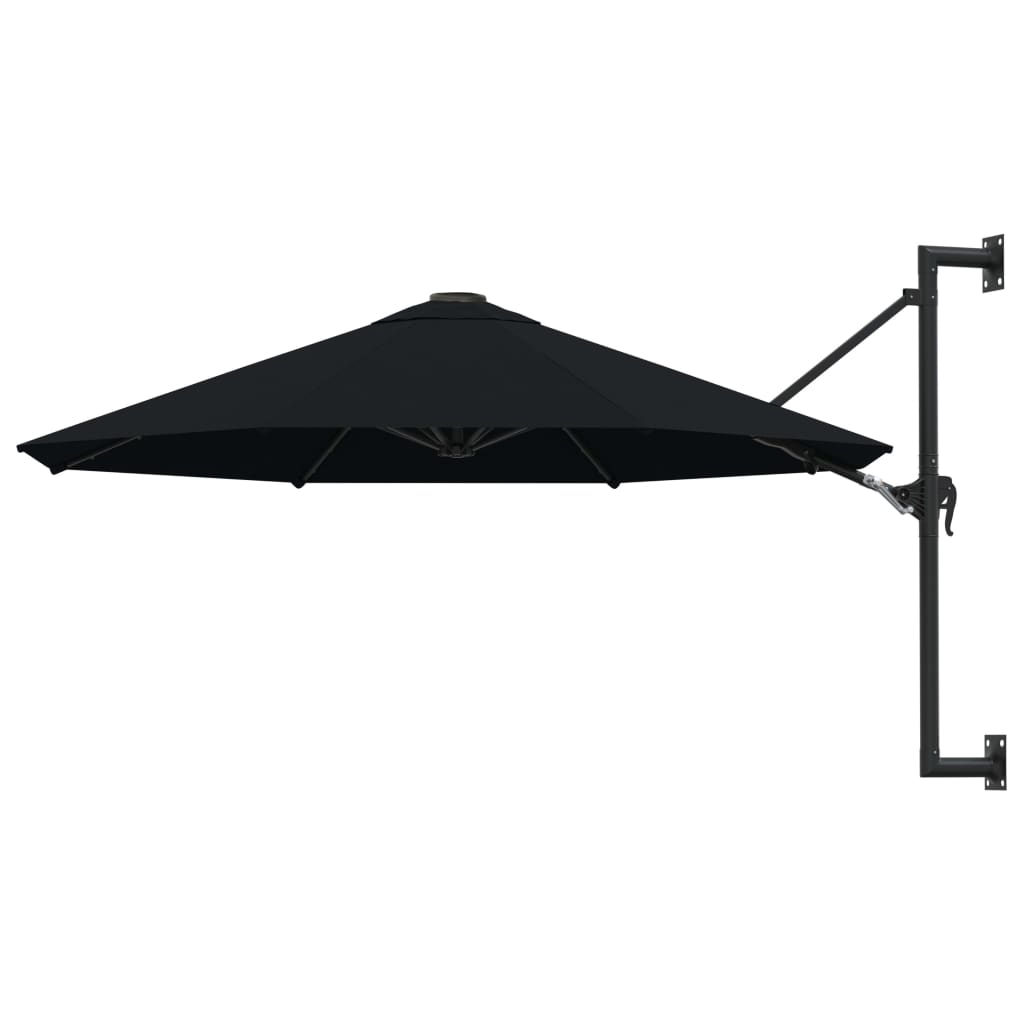 Sonnenschirm Wandmontage mit Metallmast 300 cm Schwarz
