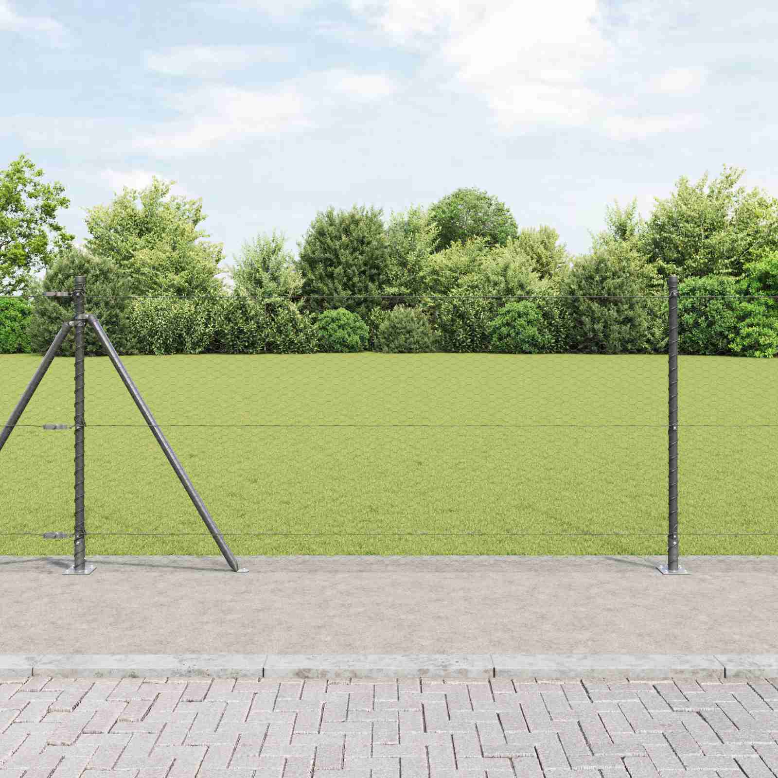 Hexagon Zaun Grau 0,8x50 m Stahl