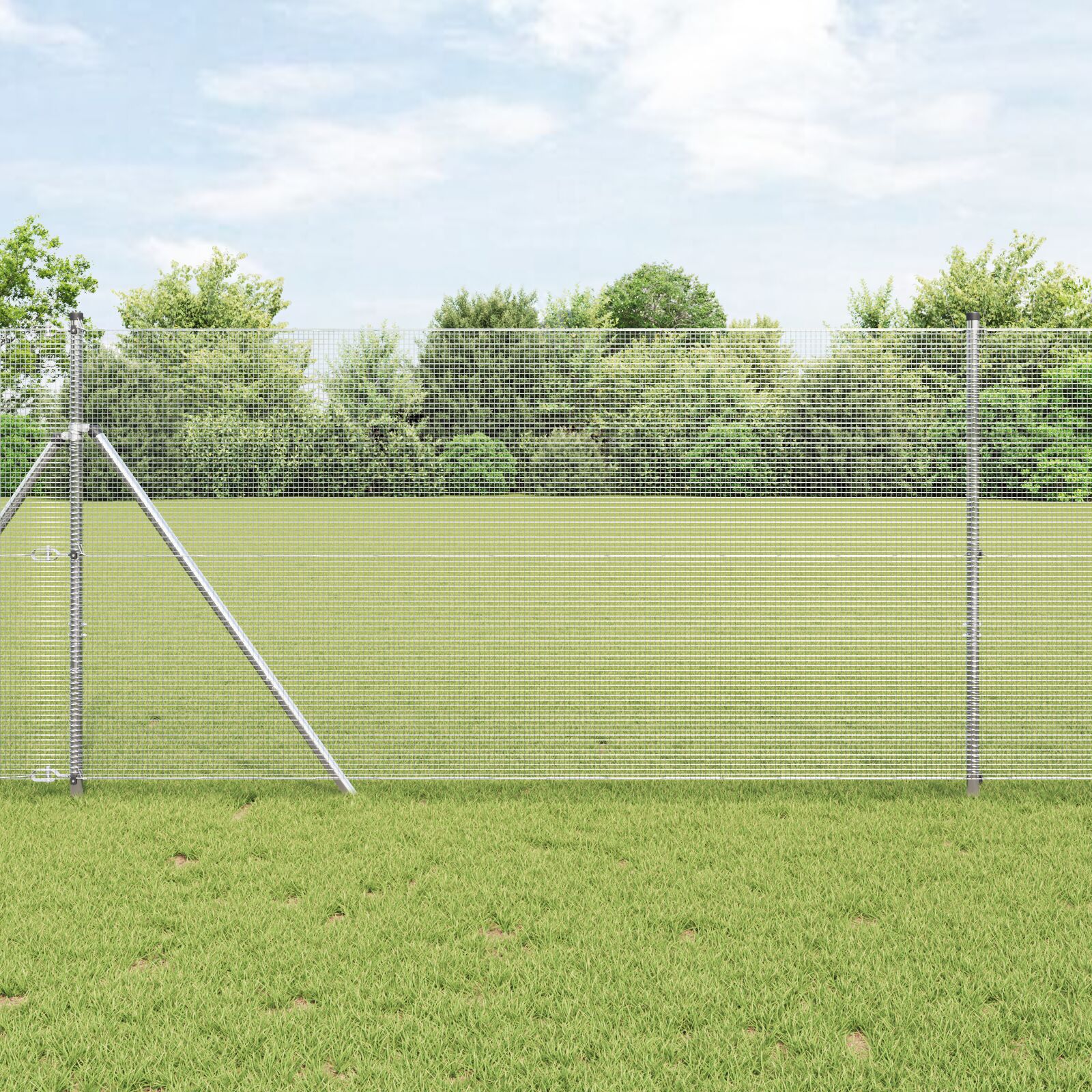 Schweißdrahtzaun mit 7 Pfosten 1,4 x 10 m Galvanisierter Stahl