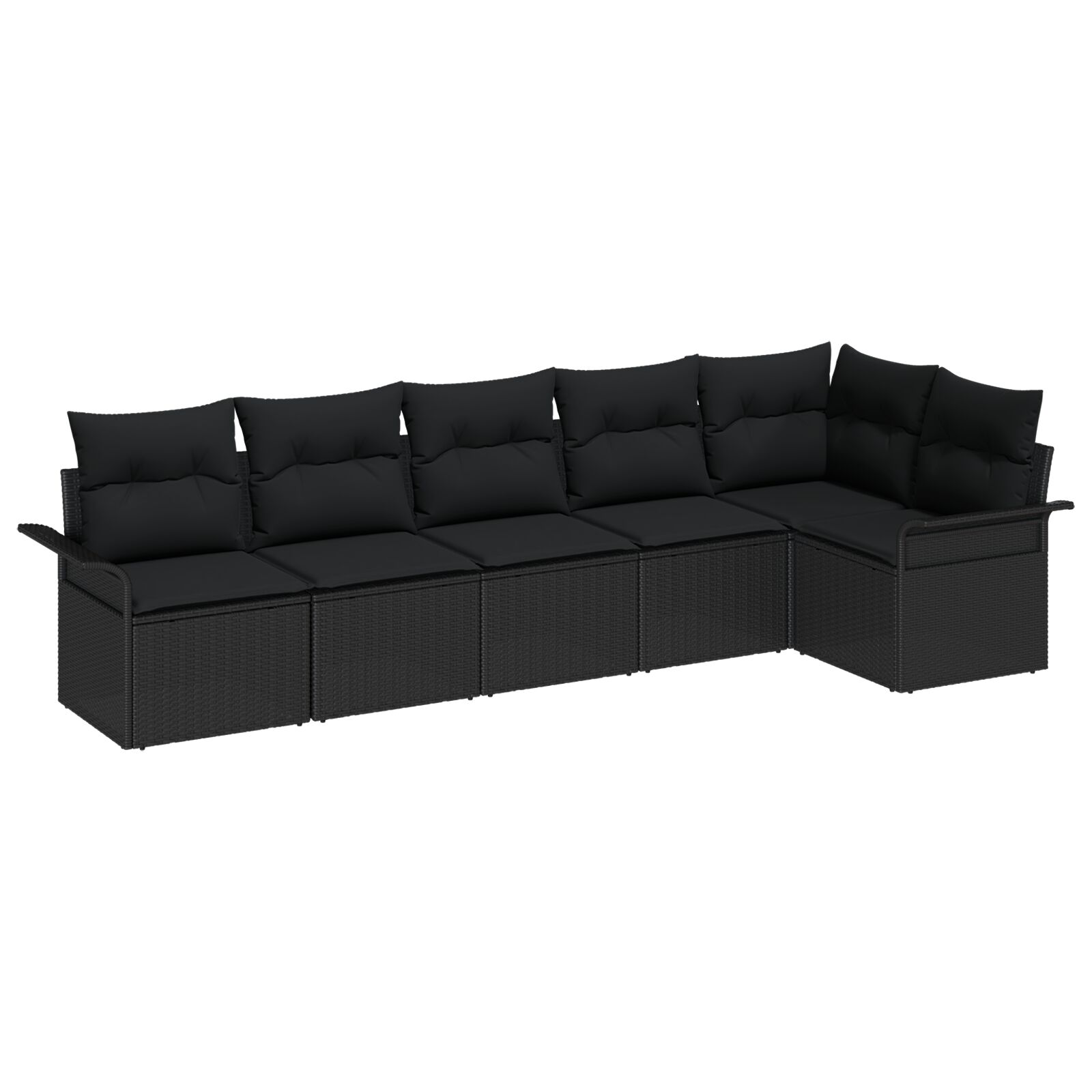 6-teiliges Garten-Sofa-Set mit Kissen Schwarzes Poly Rattan, 2-Sitzer Garten-Sofa mit Stauraum & Kissen Schwarzes Poly Rattan 6-teiliges Garten-Sofa-Set mit Kissen Schwarzes Poly Rattan, 2-Sitzer Garten-Sofa mit Stauraum & Kissen Schwarzes Poly Rattan