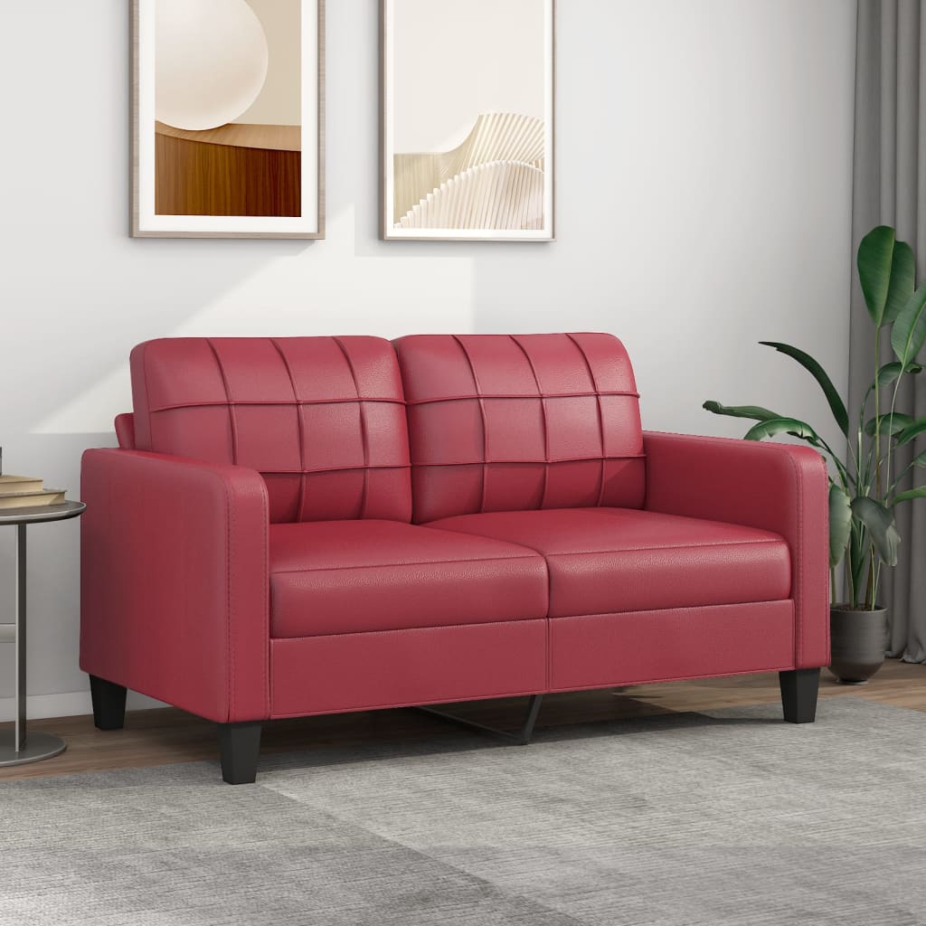 2-Sitzer-Sofa Weinrot 140 cm Kunstleder 2-Sitzer-Sofa Weinrot 140 cm Kunstleder