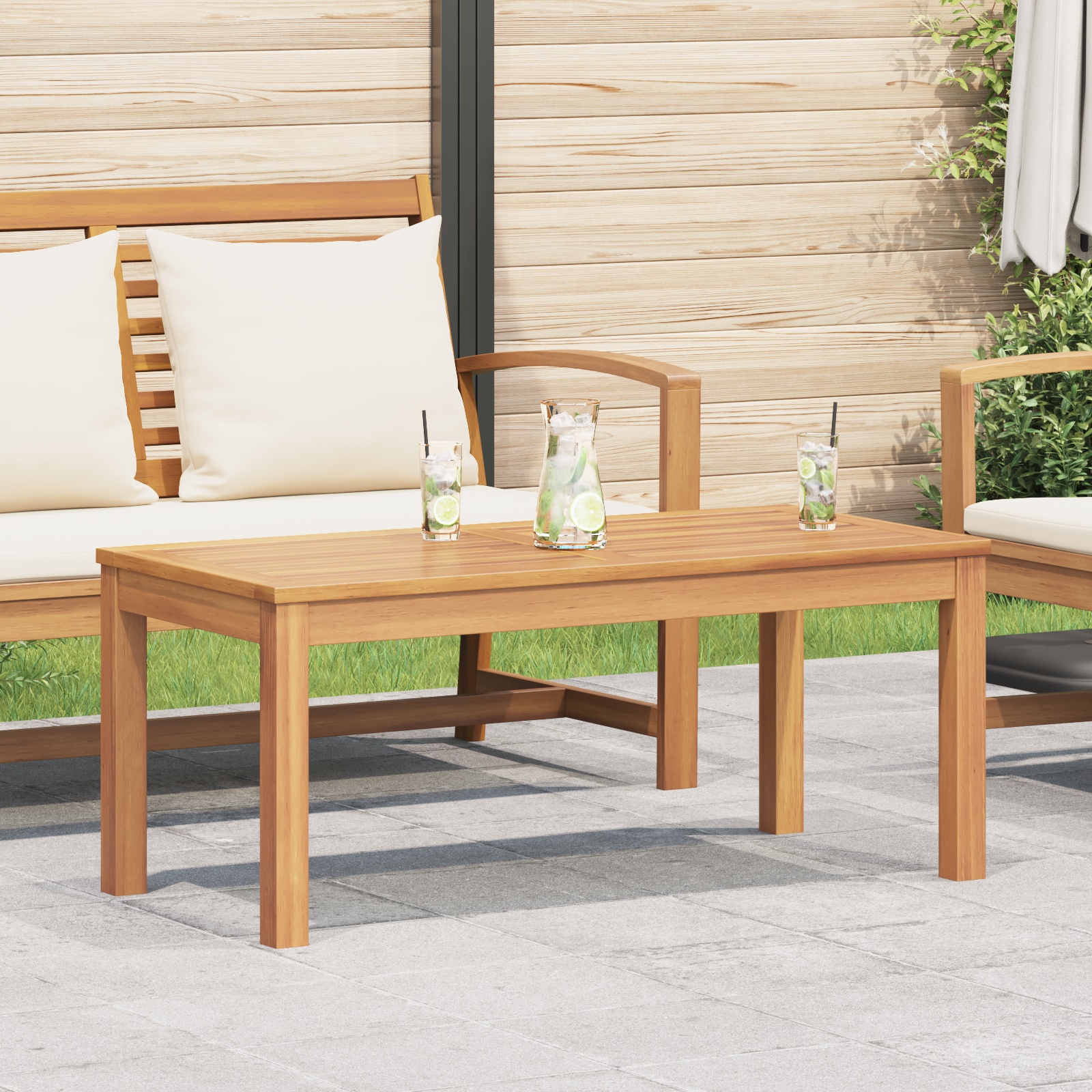 Gartentisch Braun 95 x 45 x 40 cm Massives Teakholz Gartentisch Braun 95 x 45 x 40 cm Massives Teakholz
