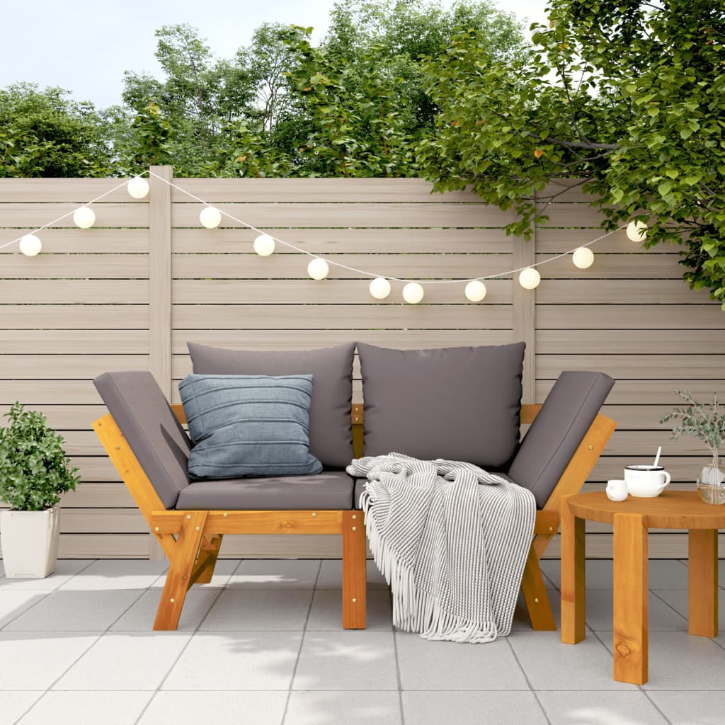 Gartenbank mit Kissen 2-in-1 Massivholz Akazie Gartenbank mit Kissen 2-in-1 Massivholz Akazie