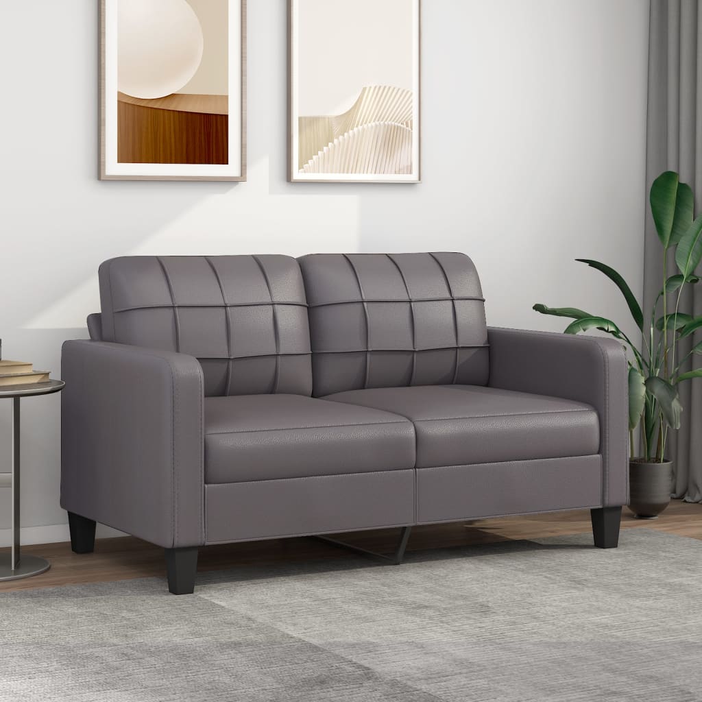 2-Sitzer-Sofa Grau 140 cm Kunstleder 2-Sitzer-Sofa Grau 140 cm Kunstleder