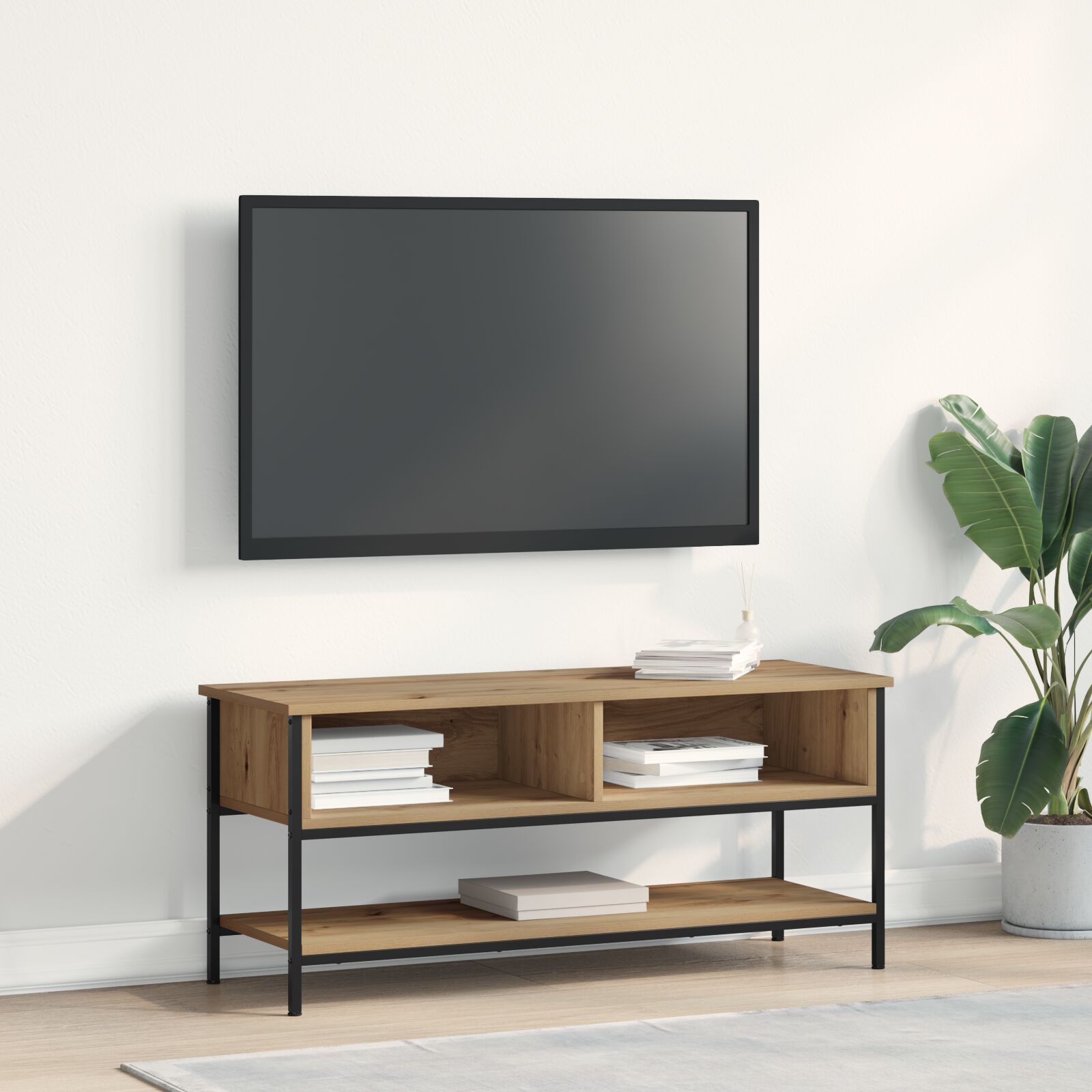 vidaXL TV-Schrank Artisan Eiche 100x35x45 cm Engineering Holz und Stahl
