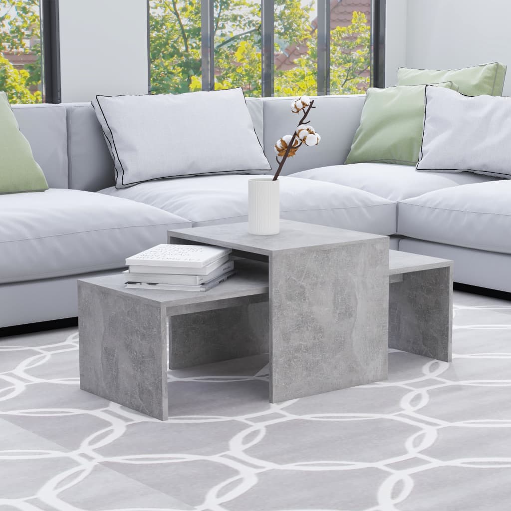 Couchtisch-Set Betongrau 100x48x40 cm Holzwerkstoff