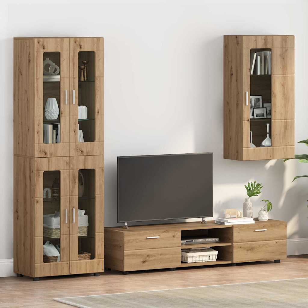 Wandmontierter Schrank Eiche handwerklich 55 x 29 x 100 cm