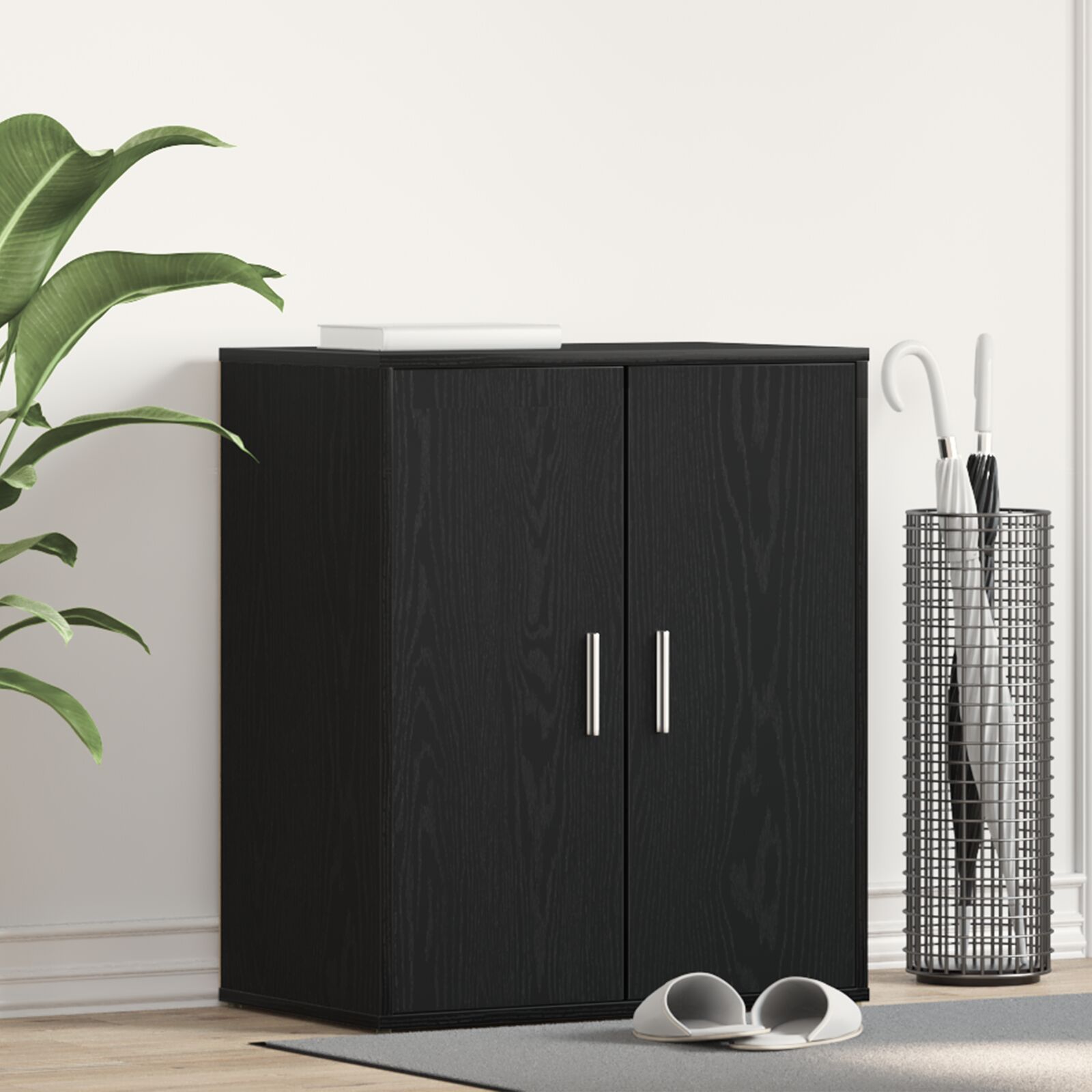vidaXL Schuhschrank Schwarz Eiche 60x35x70 cm Holzwerkstoff