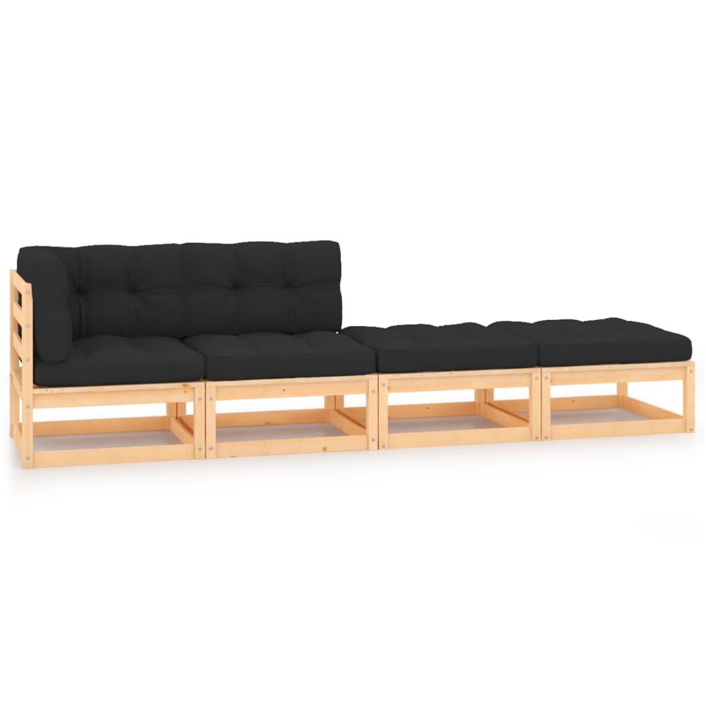 4-tlg. Garten-Lounge-Set mit Kissen Massivholz Kiefer 4-tlg. Garten-Lounge-Set mit Kissen Massivholz Kiefer